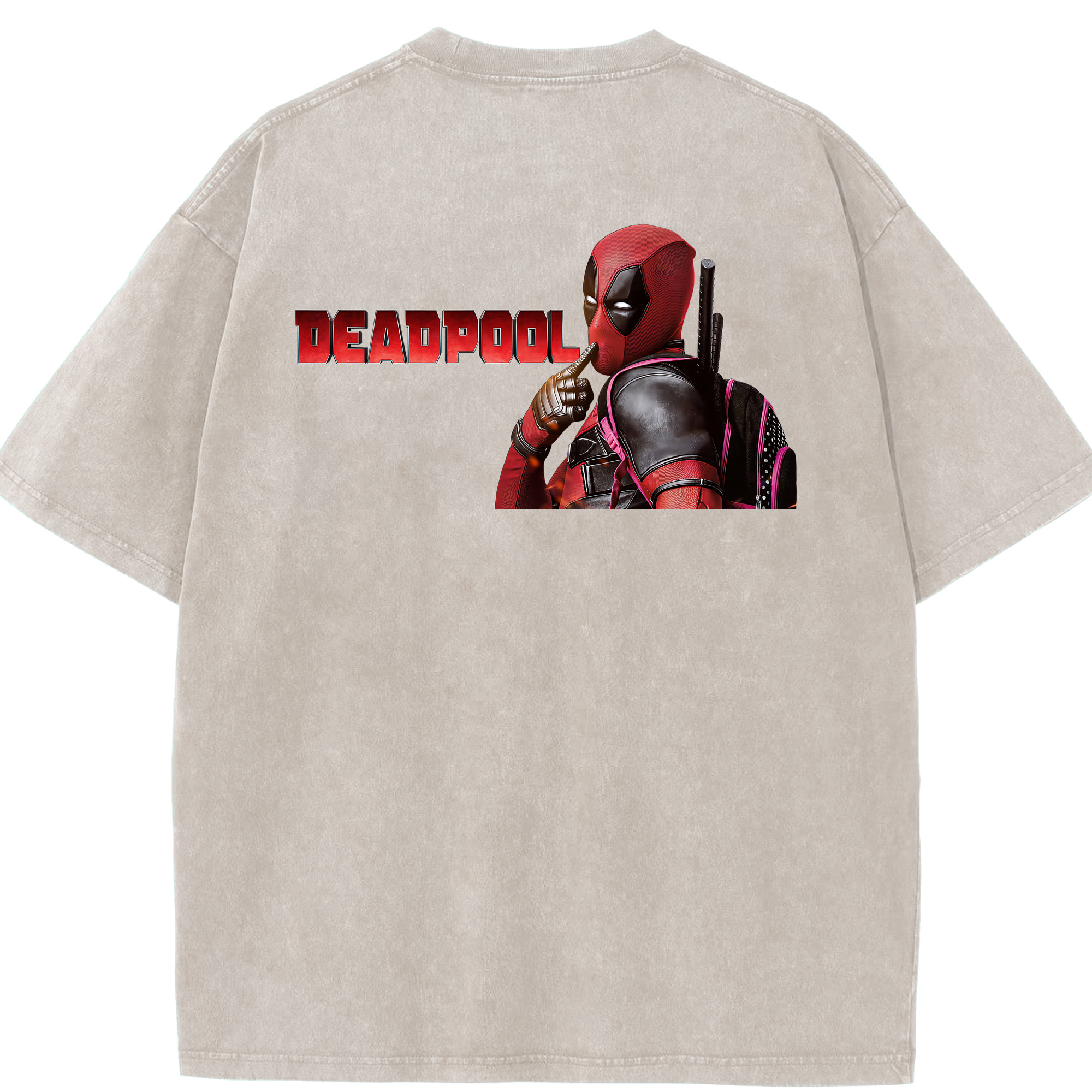 （画像用） Deadpool デッドプール 綿100% ヴィンテージ風 半袖Tシャツ（背面プリント）