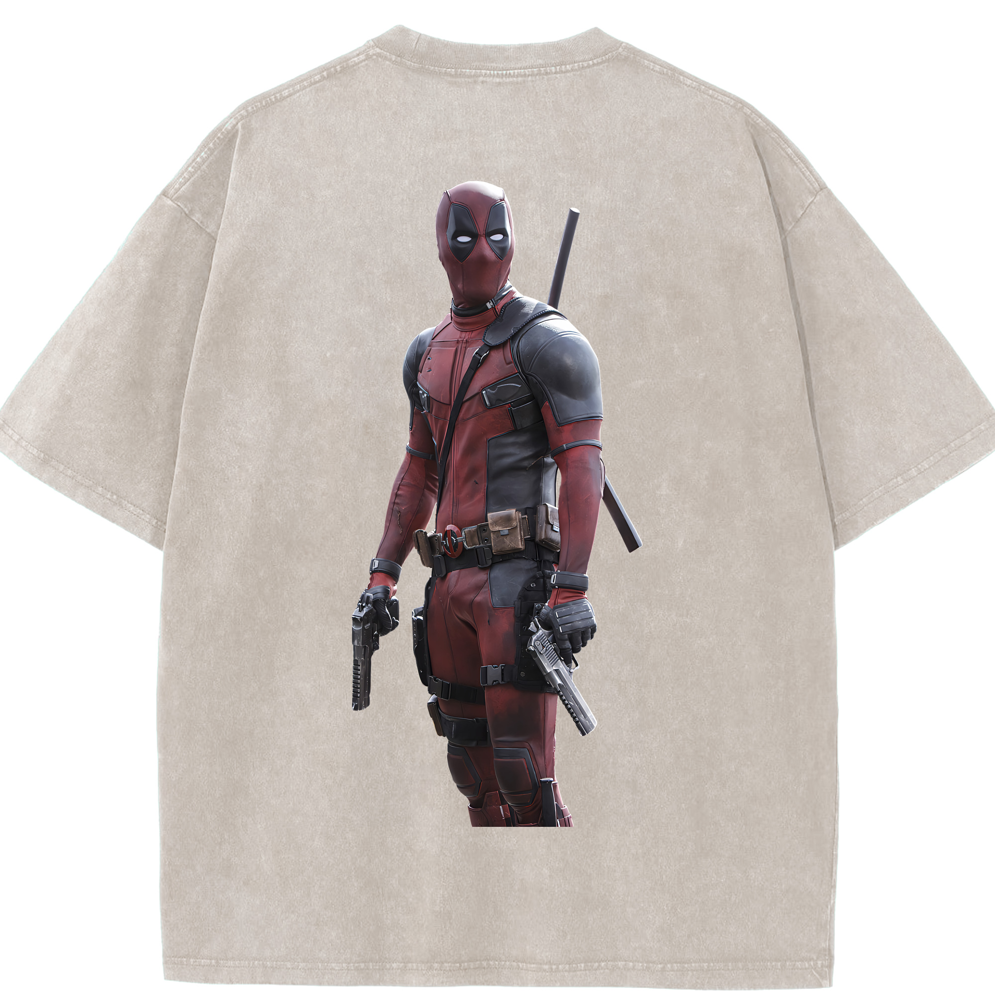 （画像用） Deadpool デッドプール 綿100% ヴィンテージ風 半袖Tシャツ（背面プリント）