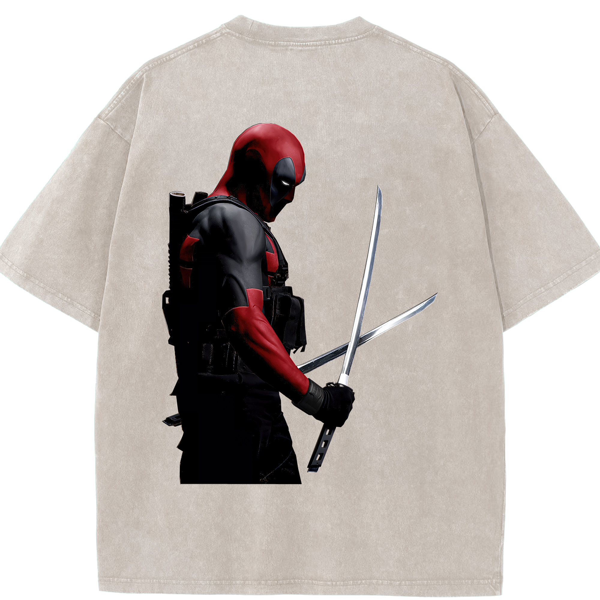 （画像用） Deadpool デッドプール 綿100% ヴィンテージ風 半袖Tシャツ（背面プリント）
