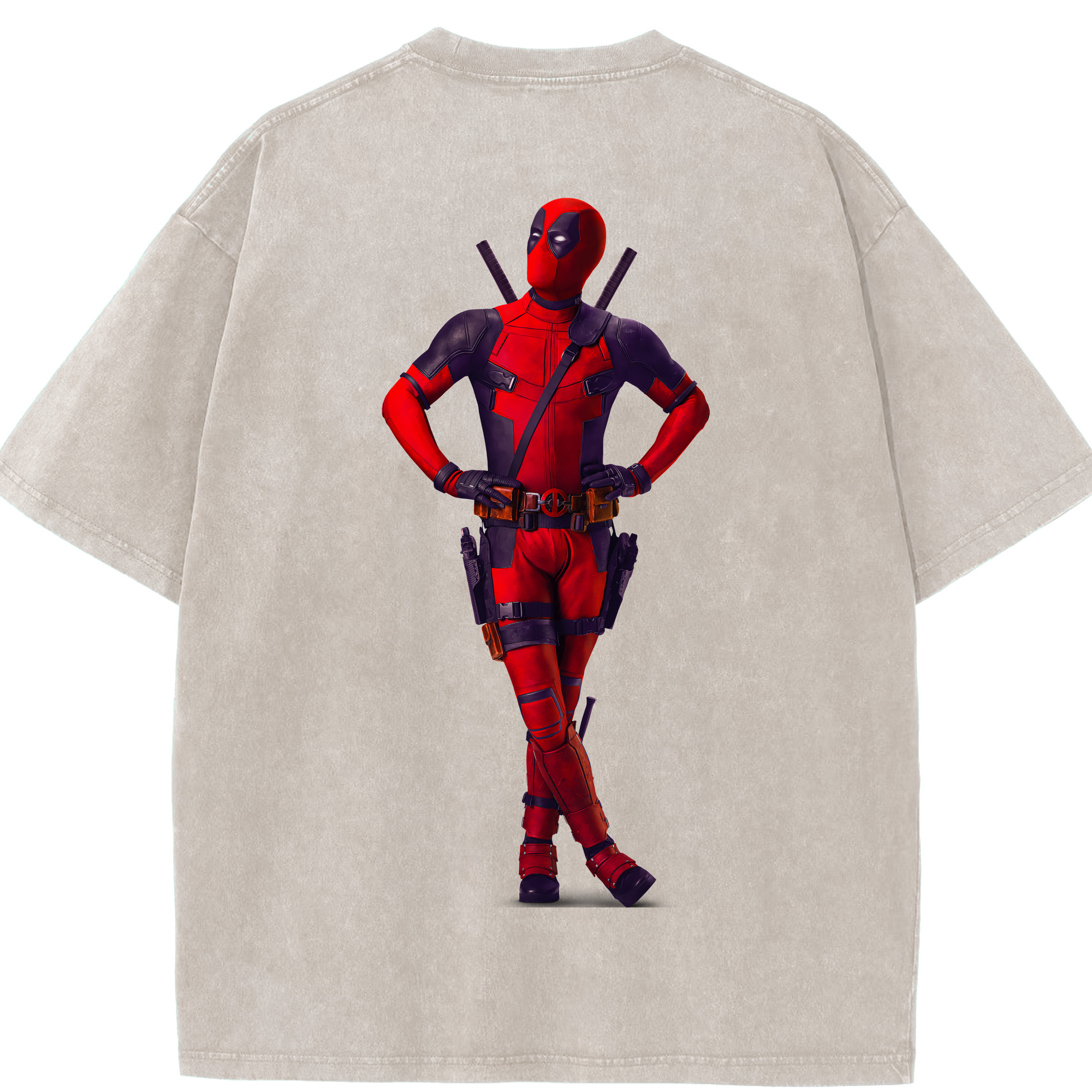 （画像用） Deadpool デッドプール 綿100% ヴィンテージ風 半袖Tシャツ（背面プリント）