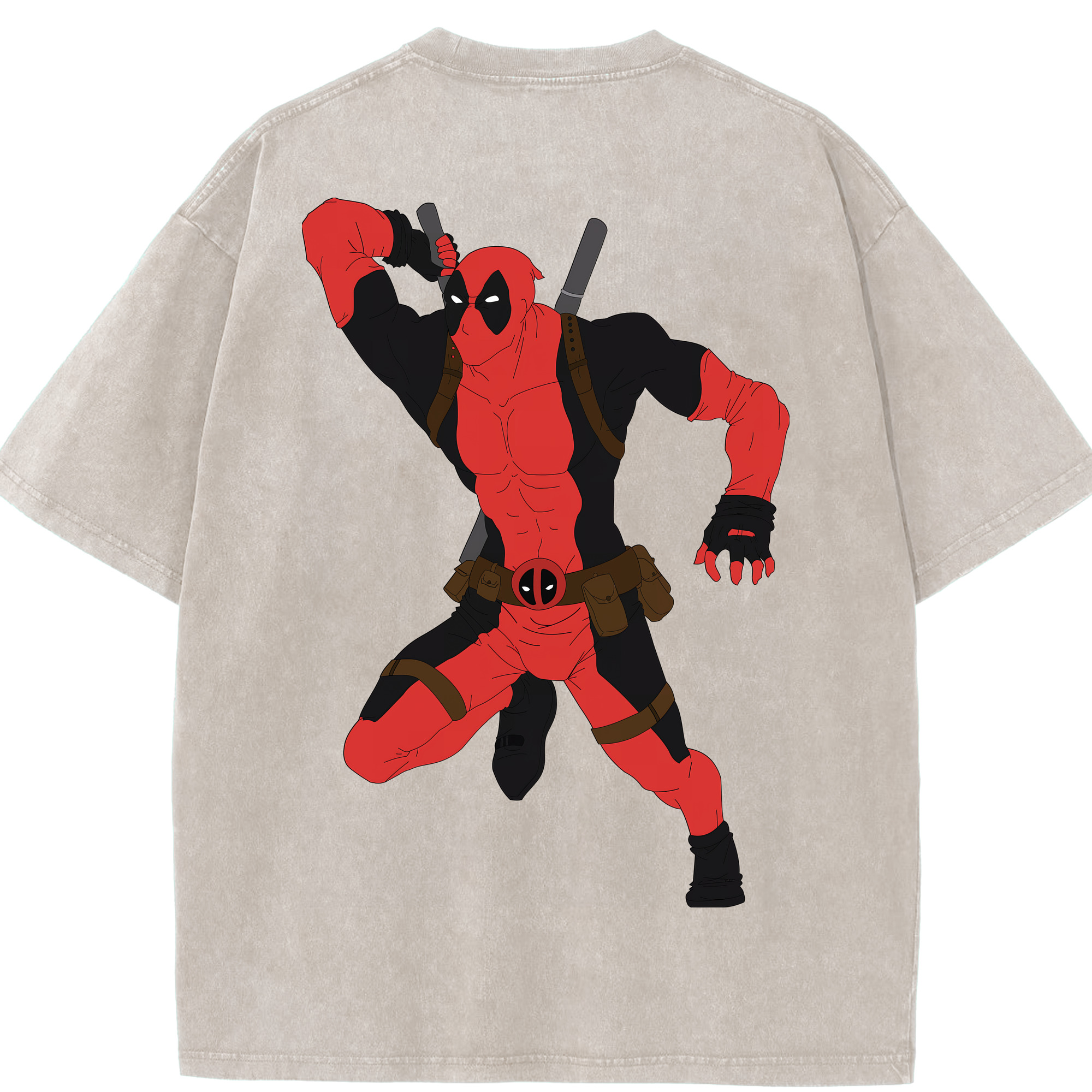 （画像用） Deadpool デッドプール 綿100% ヴィンテージ風 半袖Tシャツ（背面プリント）