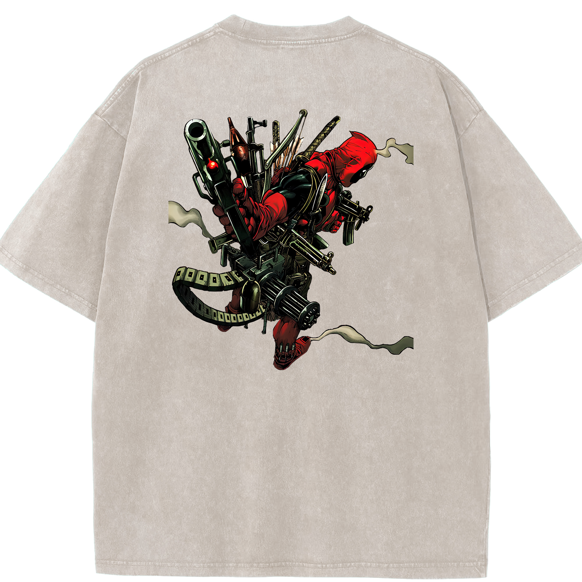 （画像用） Deadpool デッドプール 綿100% ヴィンテージ風 半袖Tシャツ（背面プリント）