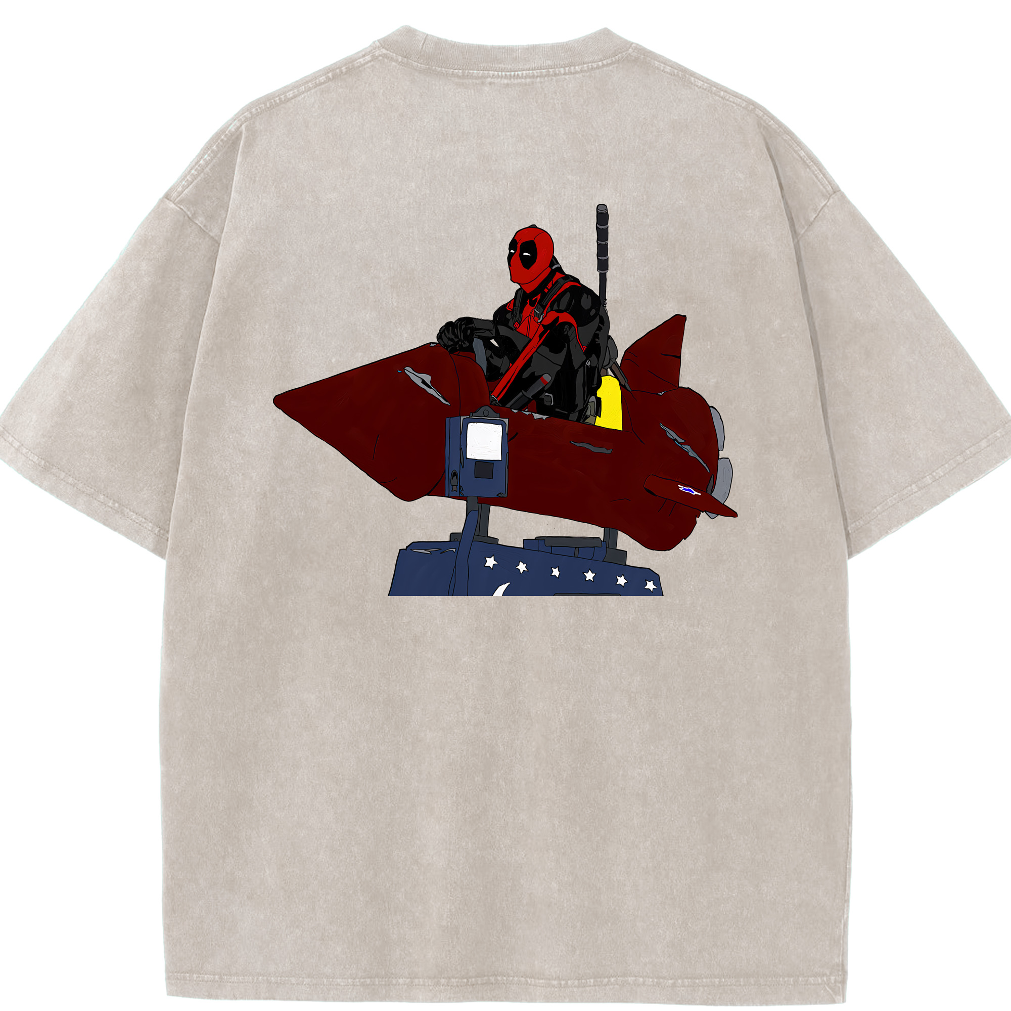 （画像用） Deadpool デッドプール 綿100% ヴィンテージ風 半袖Tシャツ（背面プリント）