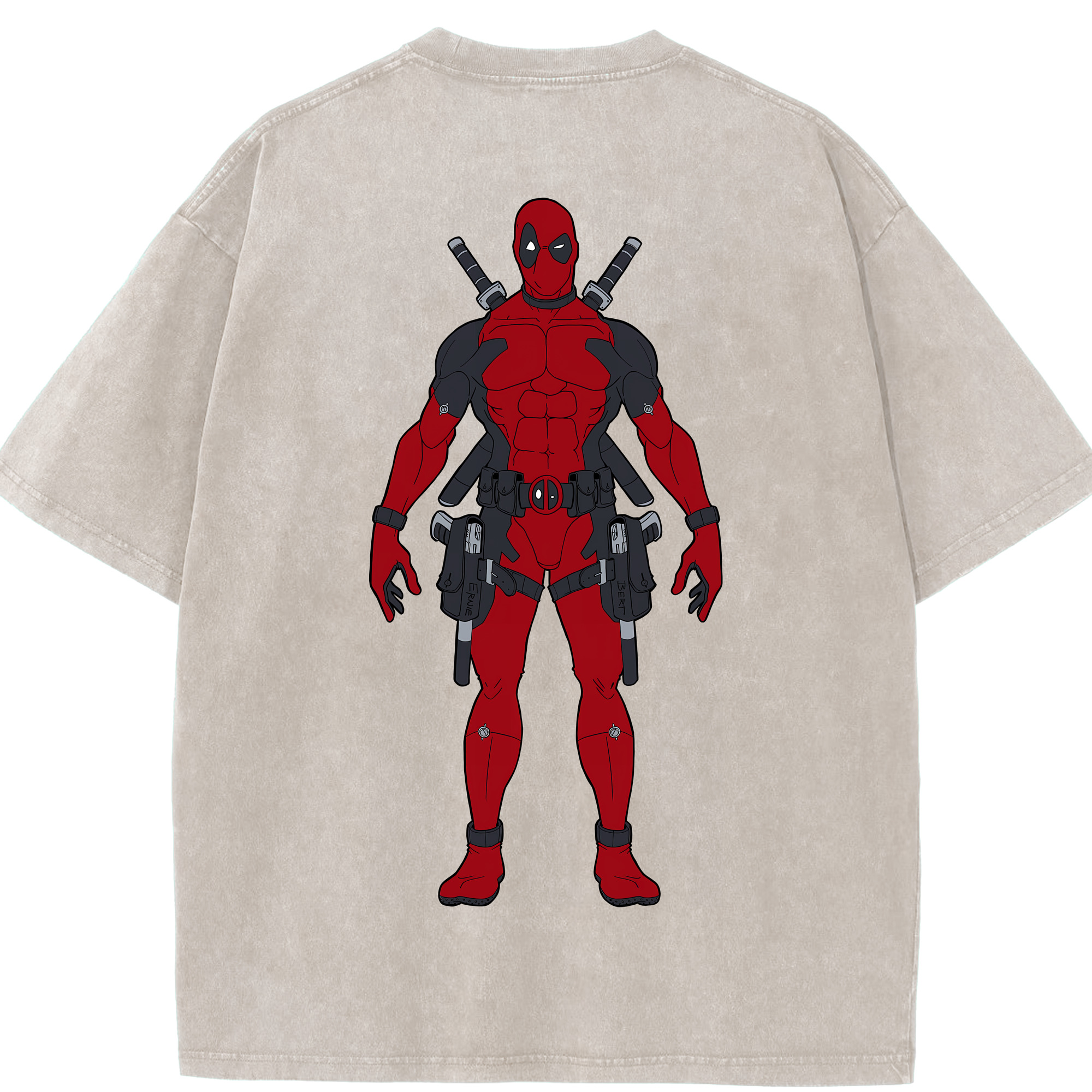 （画像用） Deadpool デッドプール 綿100% ヴィンテージ風 半袖Tシャツ（背面プリント）