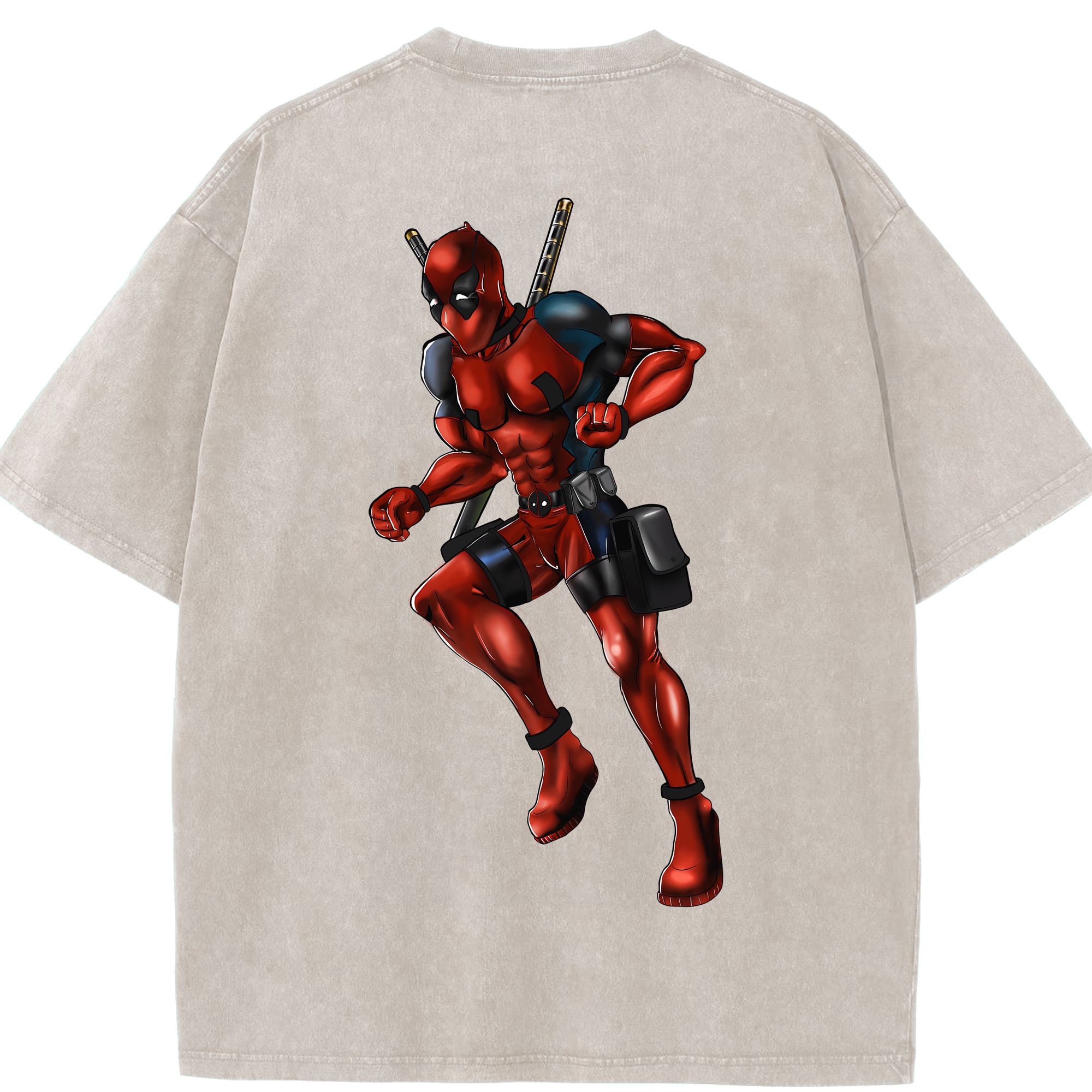 （画像用） Deadpool デッドプール 綿100% ヴィンテージ風 半袖Tシャツ（背面プリント）