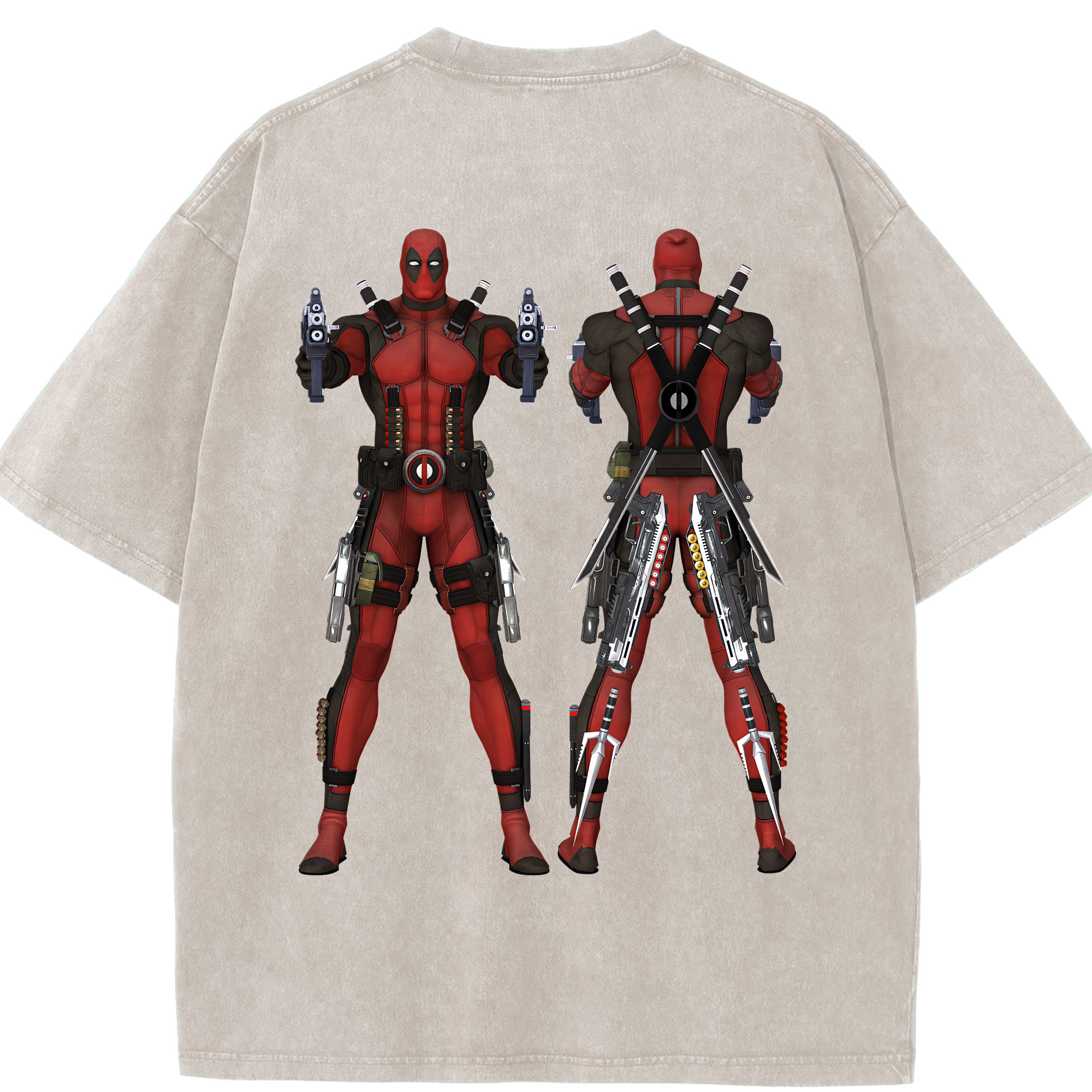 （画像用） Deadpool デッドプール 綿100% ヴィンテージ風 半袖Tシャツ（背面プリント）