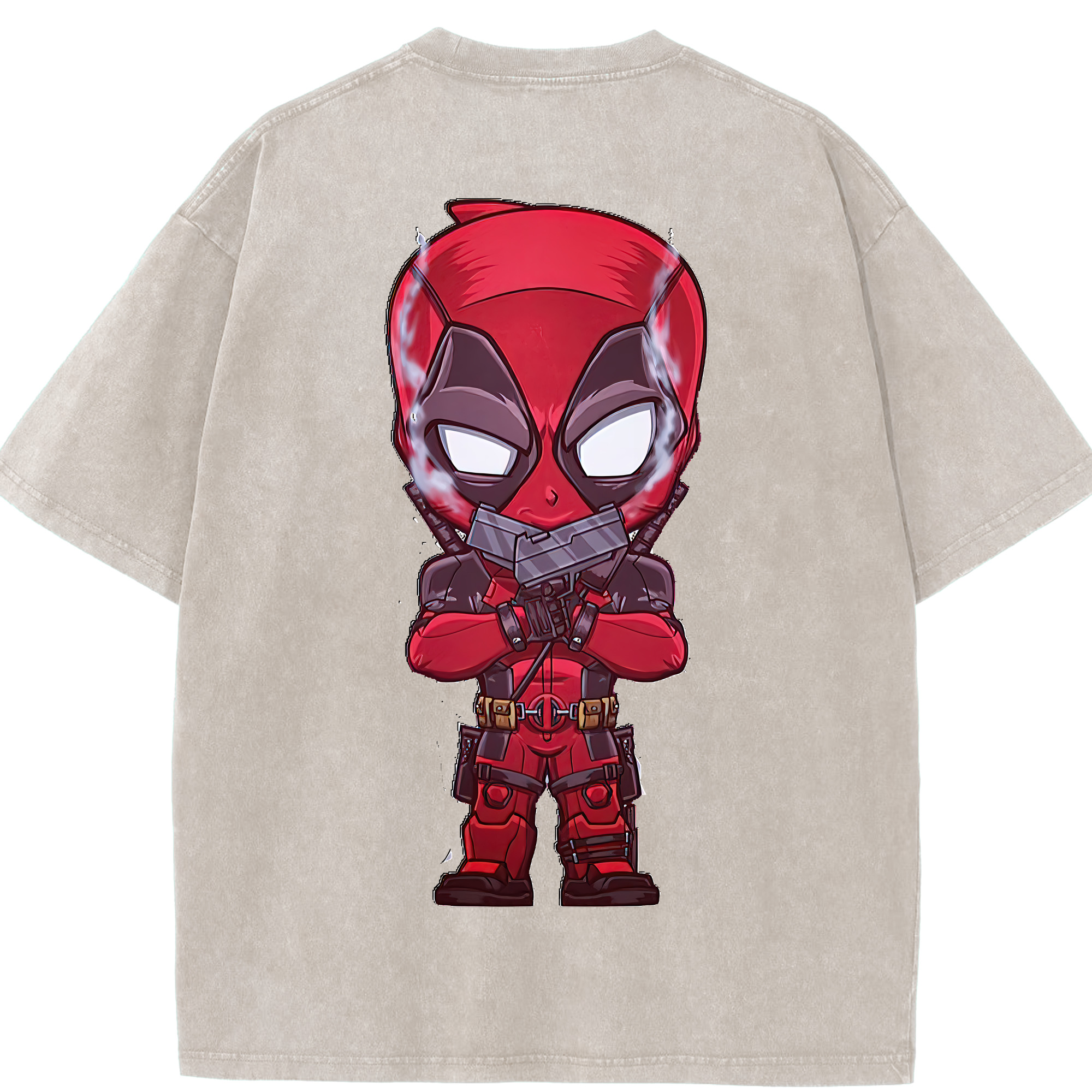 （画像用） Deadpool デッドプール 綿100% ヴィンテージ風 半袖Tシャツ（背面プリント）