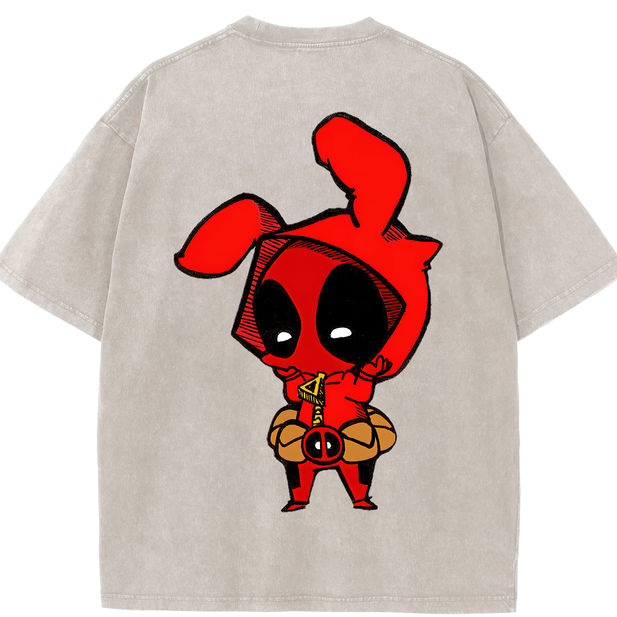 （画像用） Deadpool デッドプール 綿100% ヴィンテージ風 半袖Tシャツ（背面プリント）