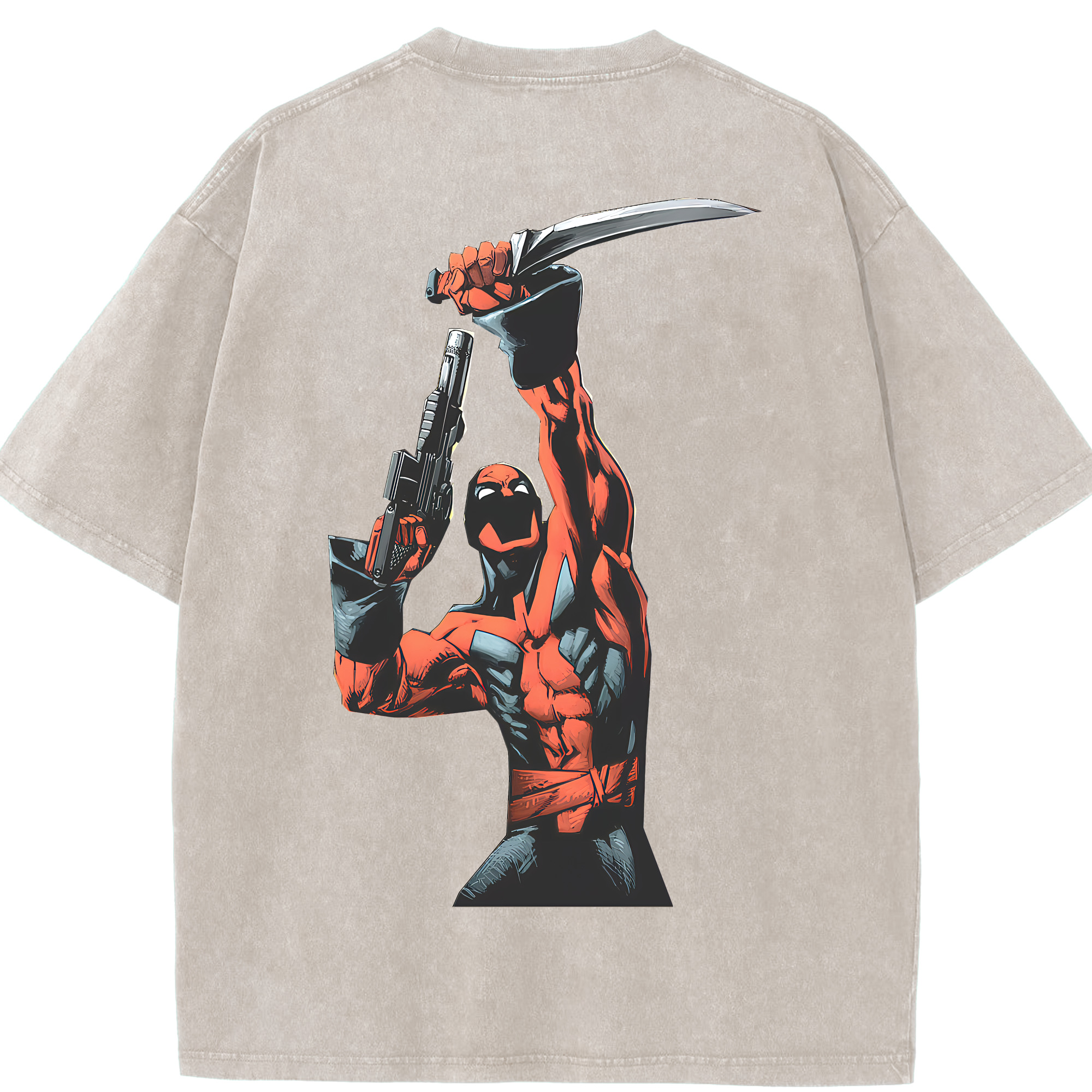 （画像用） Deadpool デッドプール 綿100% ヴィンテージ風 半袖Tシャツ（背面プリント）