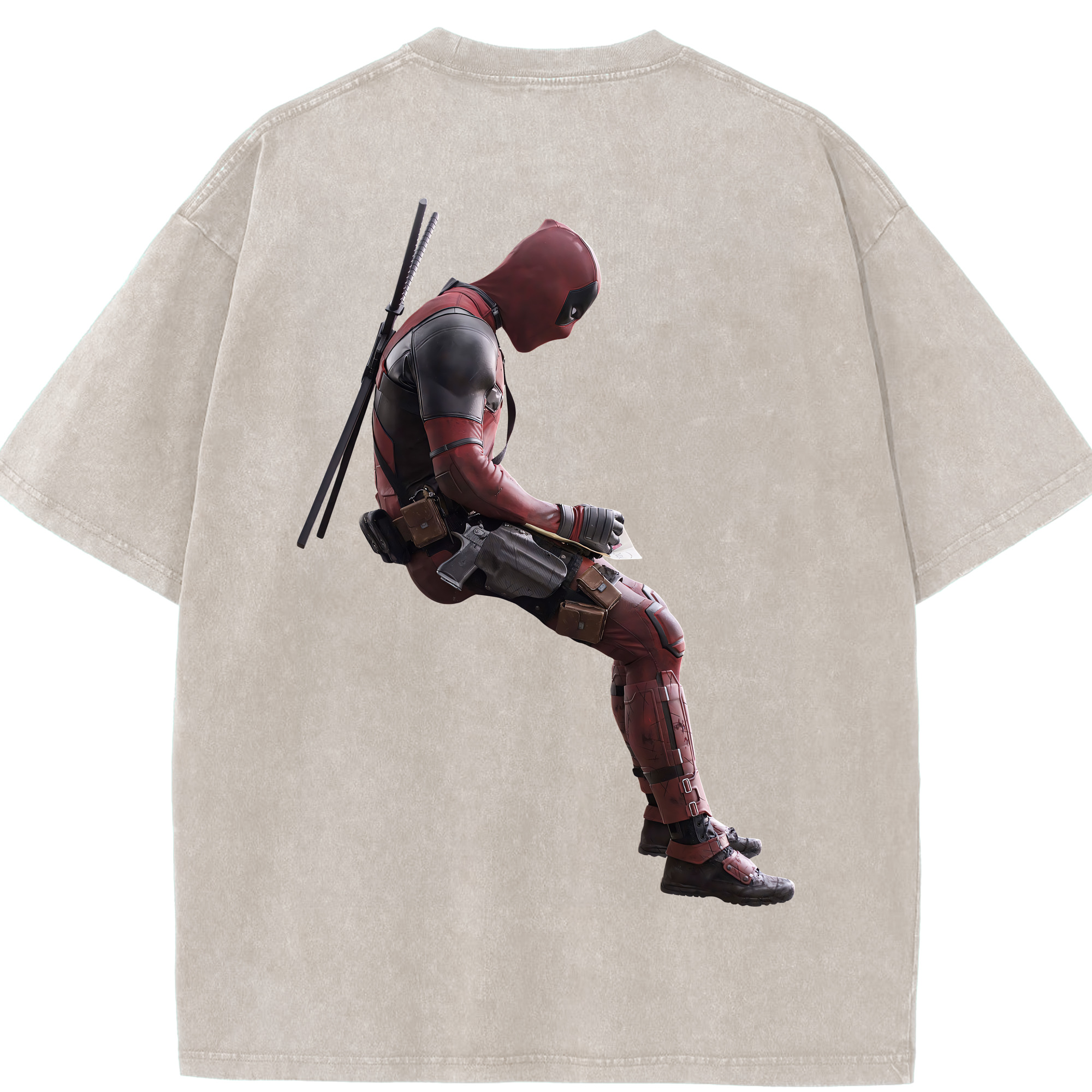 （画像用） Deadpool デッドプール 綿100% ヴィンテージ風 半袖Tシャツ（背面プリント）