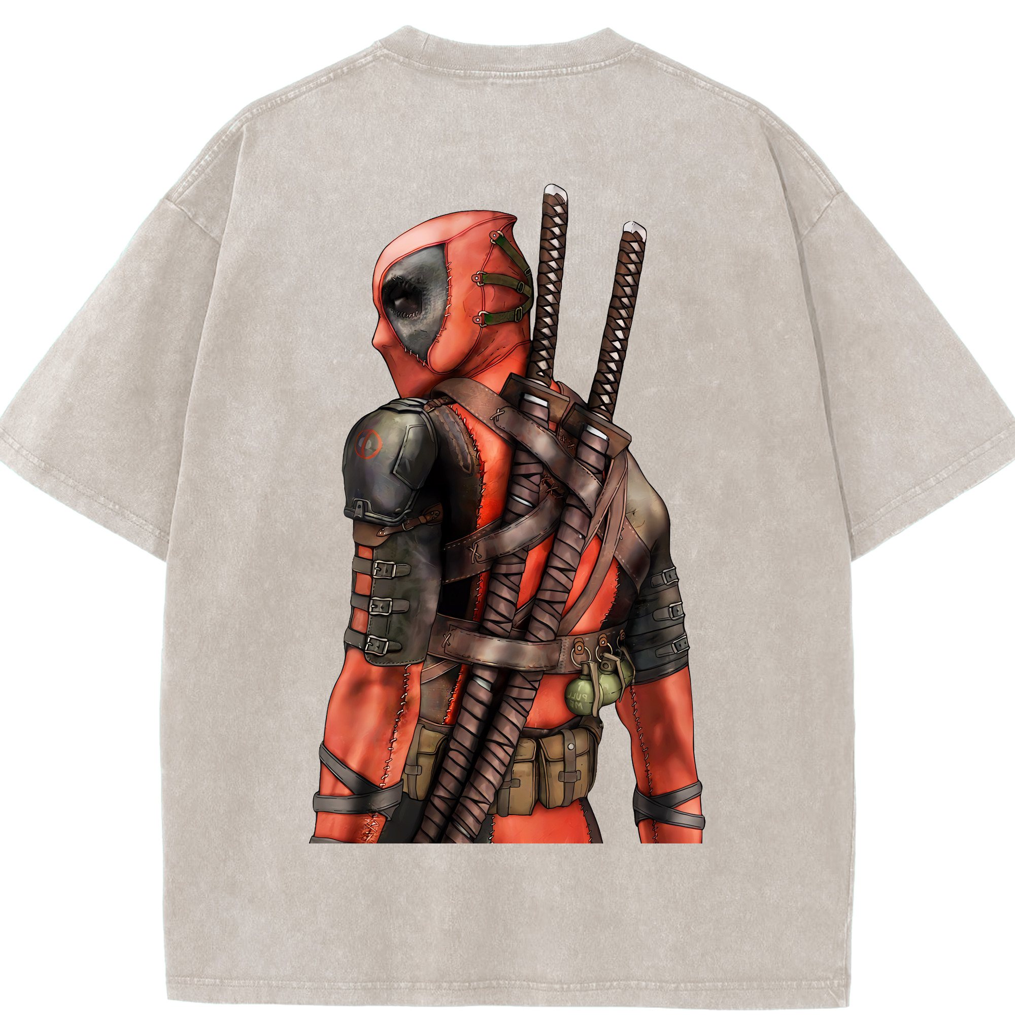 （画像用） Deadpool デッドプール 綿100% ヴィンテージ風 半袖Tシャツ（背面プリント）