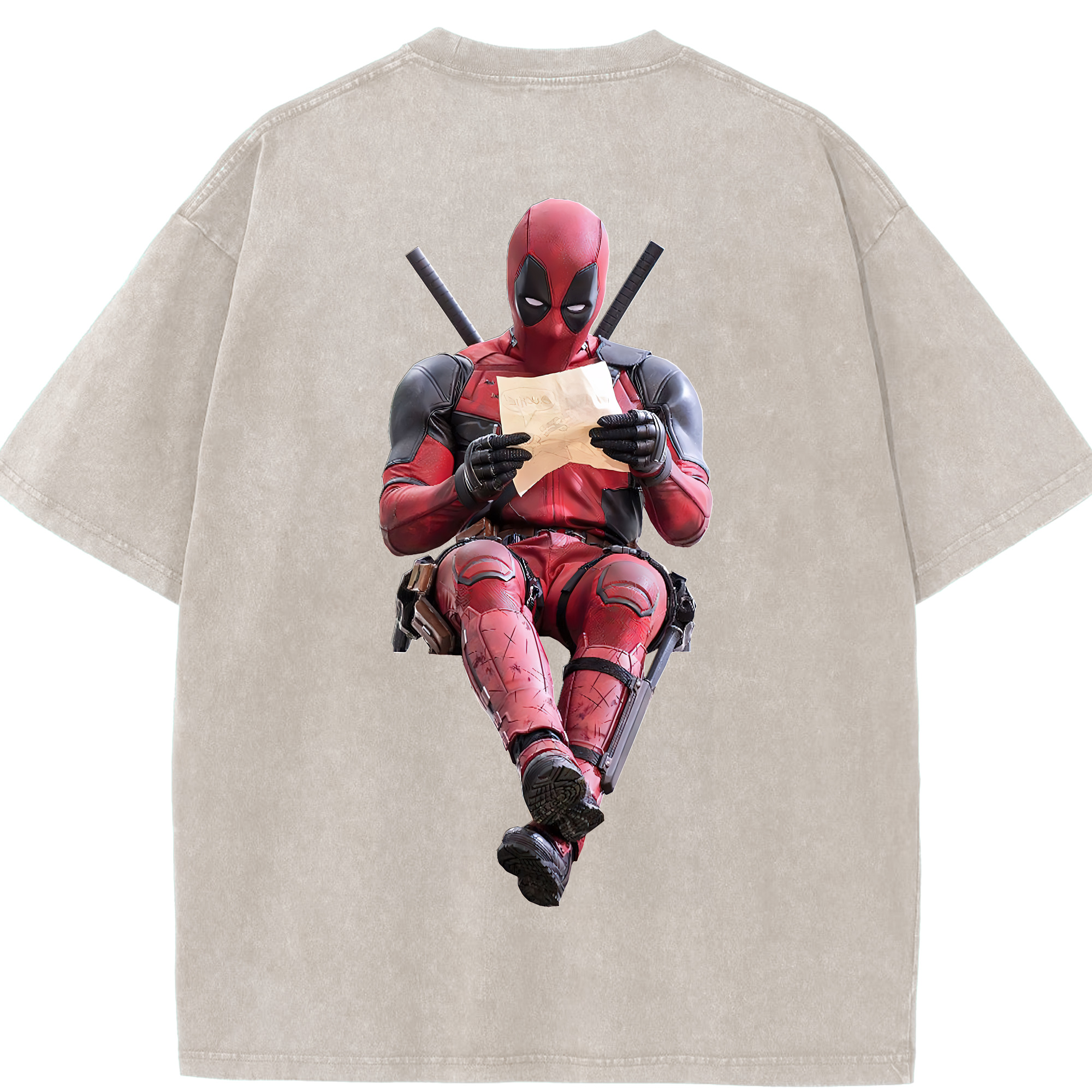 （画像用） Deadpool デッドプール 綿100% ヴィンテージ風 半袖Tシャツ（背面プリント）