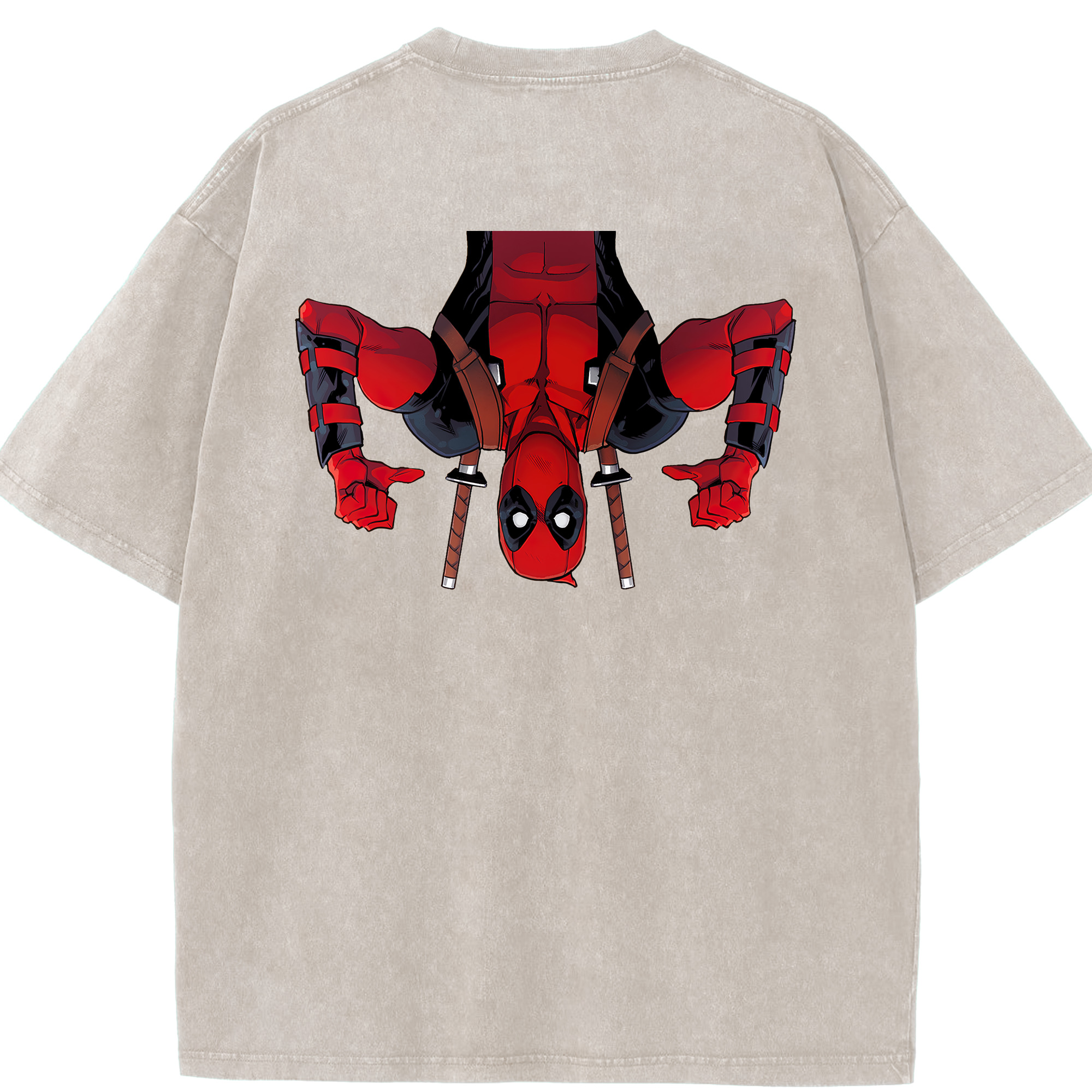 （画像用） Deadpool デッドプール 綿100% ヴィンテージ風 半袖Tシャツ（背面プリント）