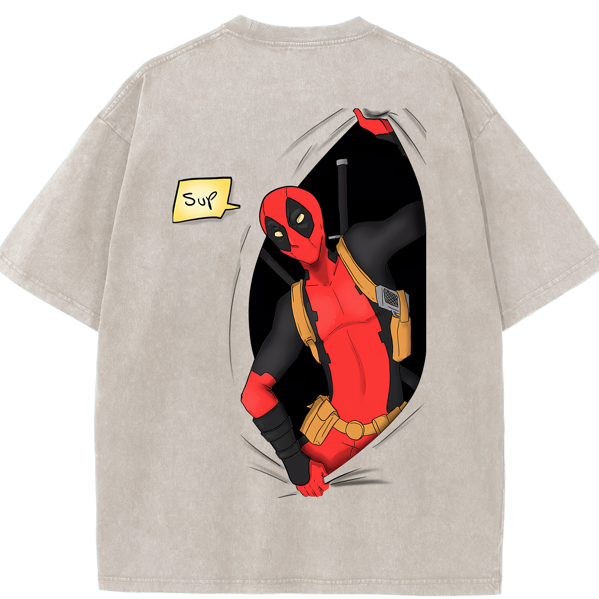 （画像用） Deadpool デッドプール 綿100% ヴィンテージ風 半袖Tシャツ（背面プリント）
