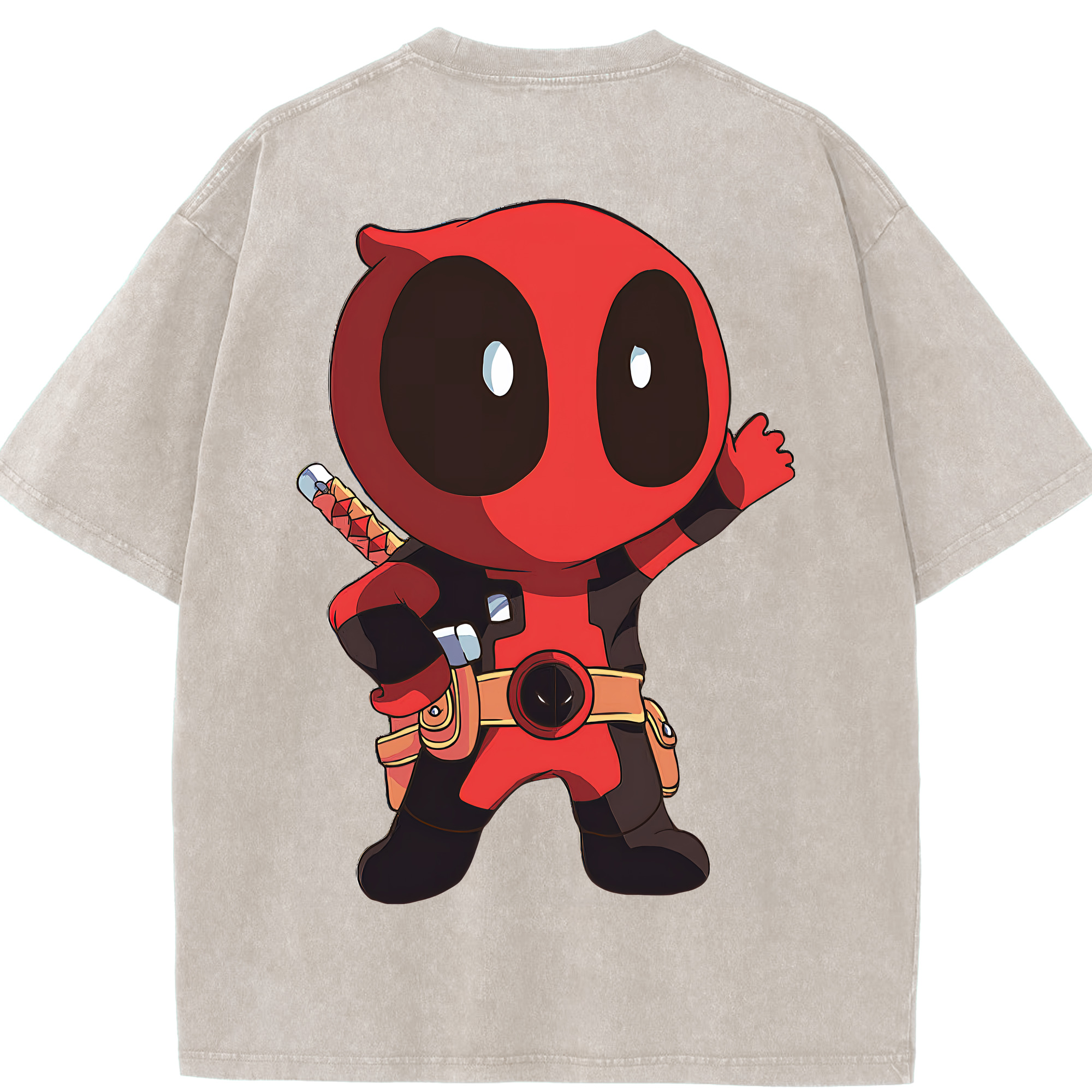 （画像用） Deadpool デッドプール 綿100% ヴィンテージ風 半袖Tシャツ（背面プリント）