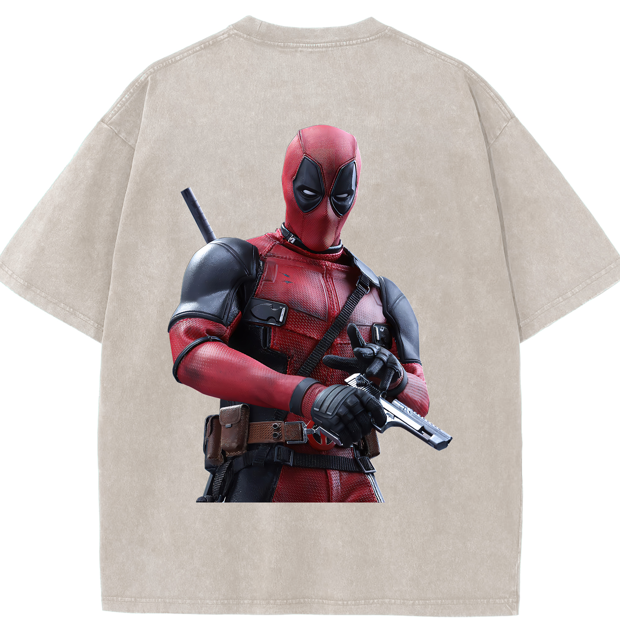 （画像用） Deadpool デッドプール 綿100% ヴィンテージ風 半袖Tシャツ（背面プリント）