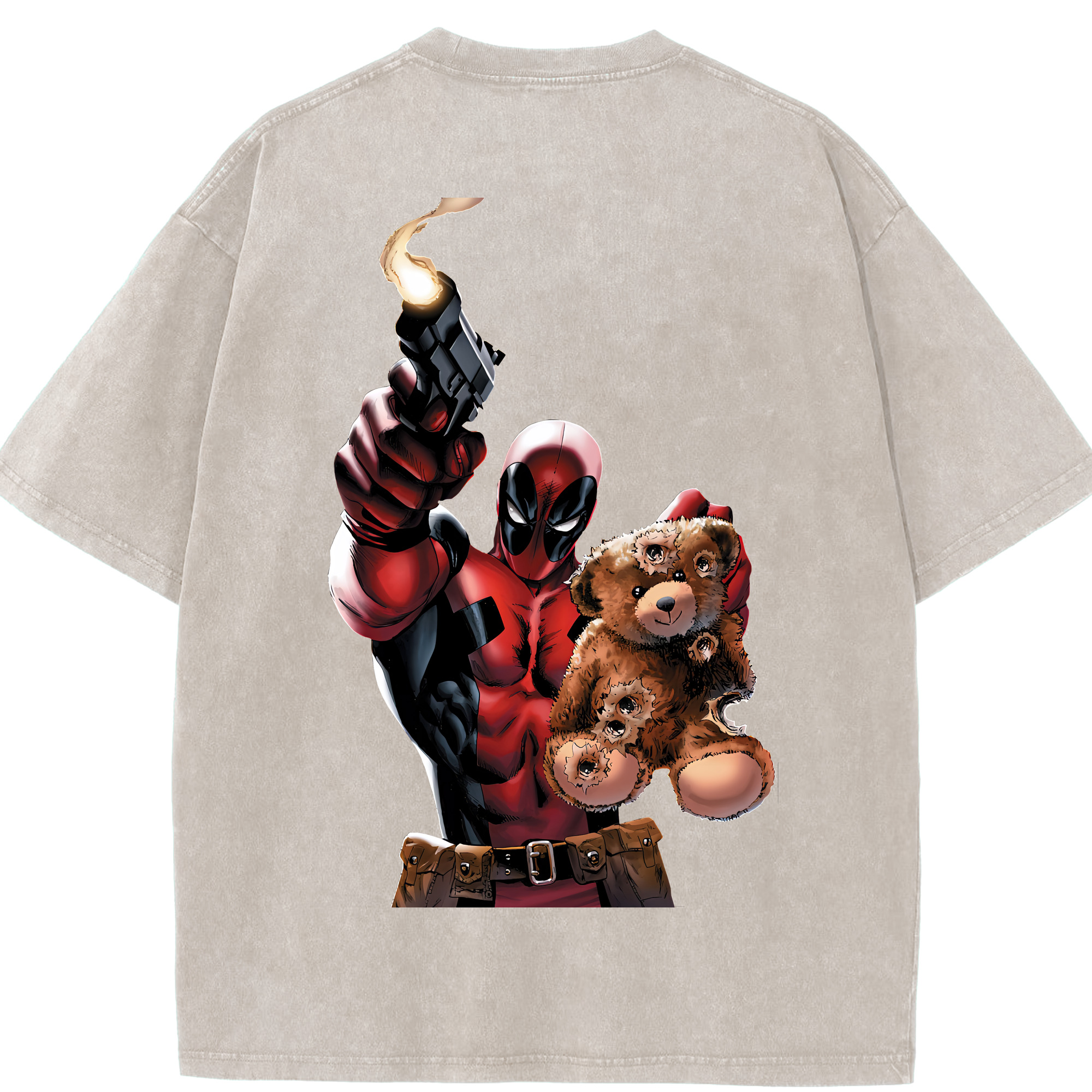 （画像用） Deadpool デッドプール 綿100% ヴィンテージ風 半袖Tシャツ（背面プリント）