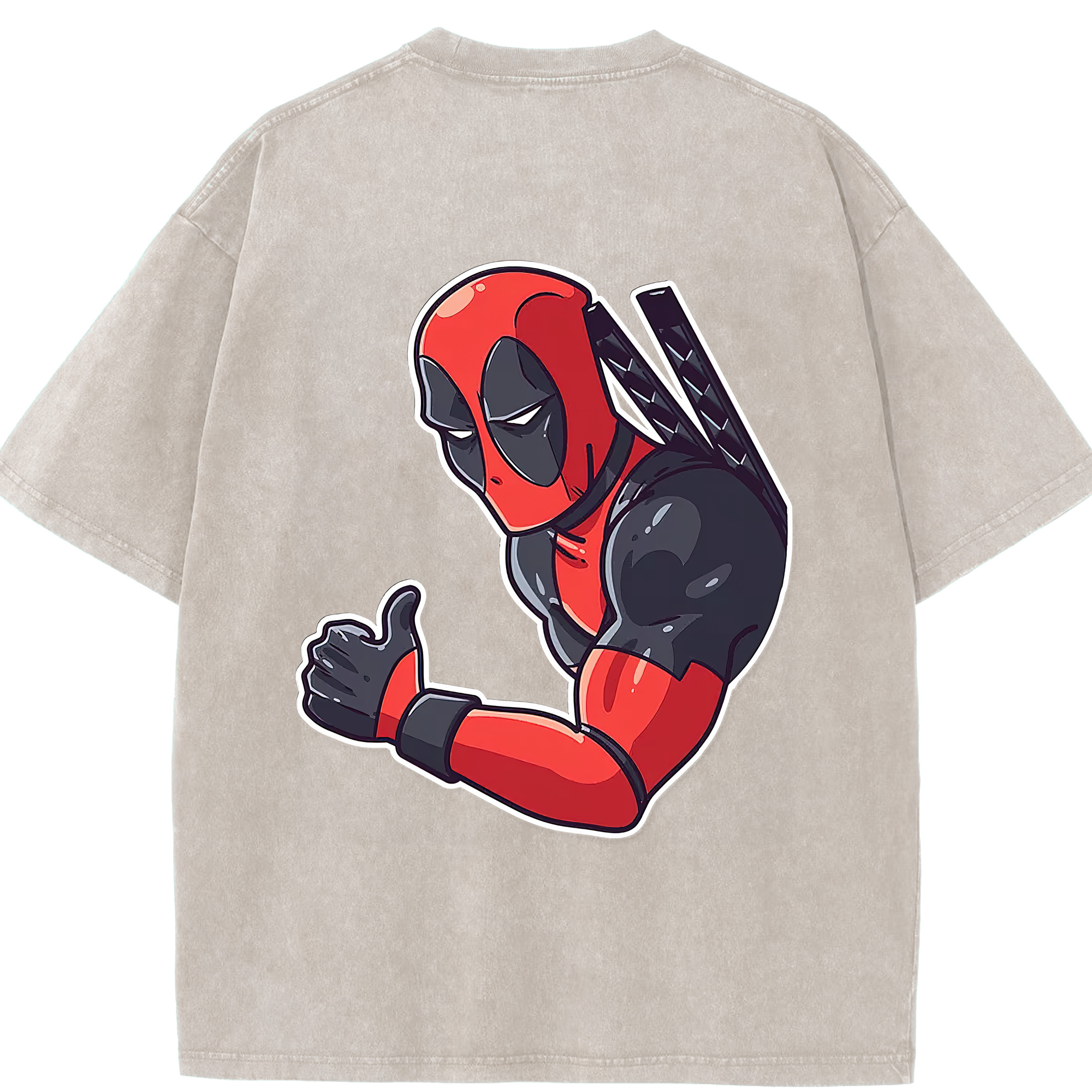 （画像用） Deadpool デッドプール 綿100% ヴィンテージ風 半袖Tシャツ（背面プリント）