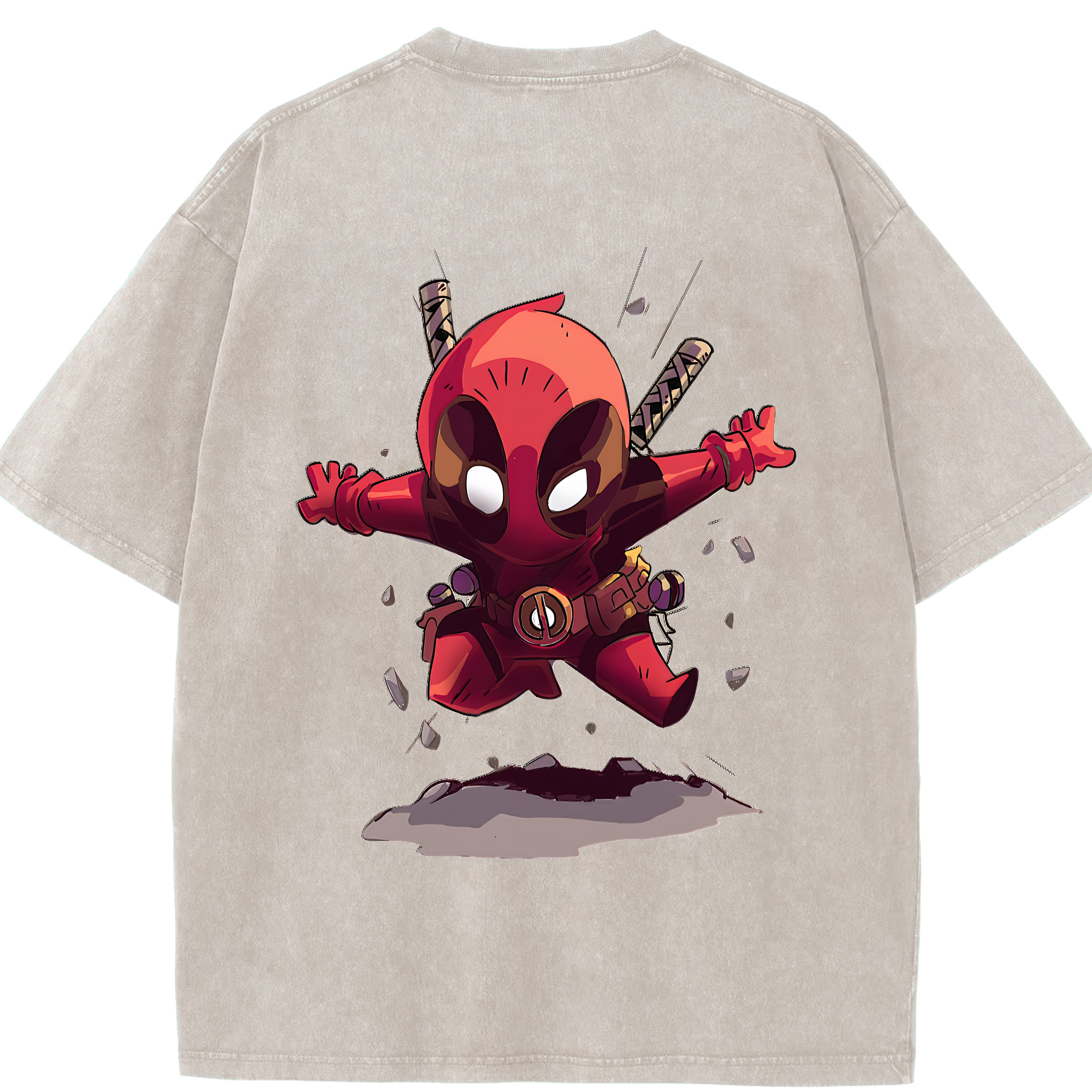 （画像用） Deadpool デッドプール 綿100% ヴィンテージ風 半袖Tシャツ（背面プリント）