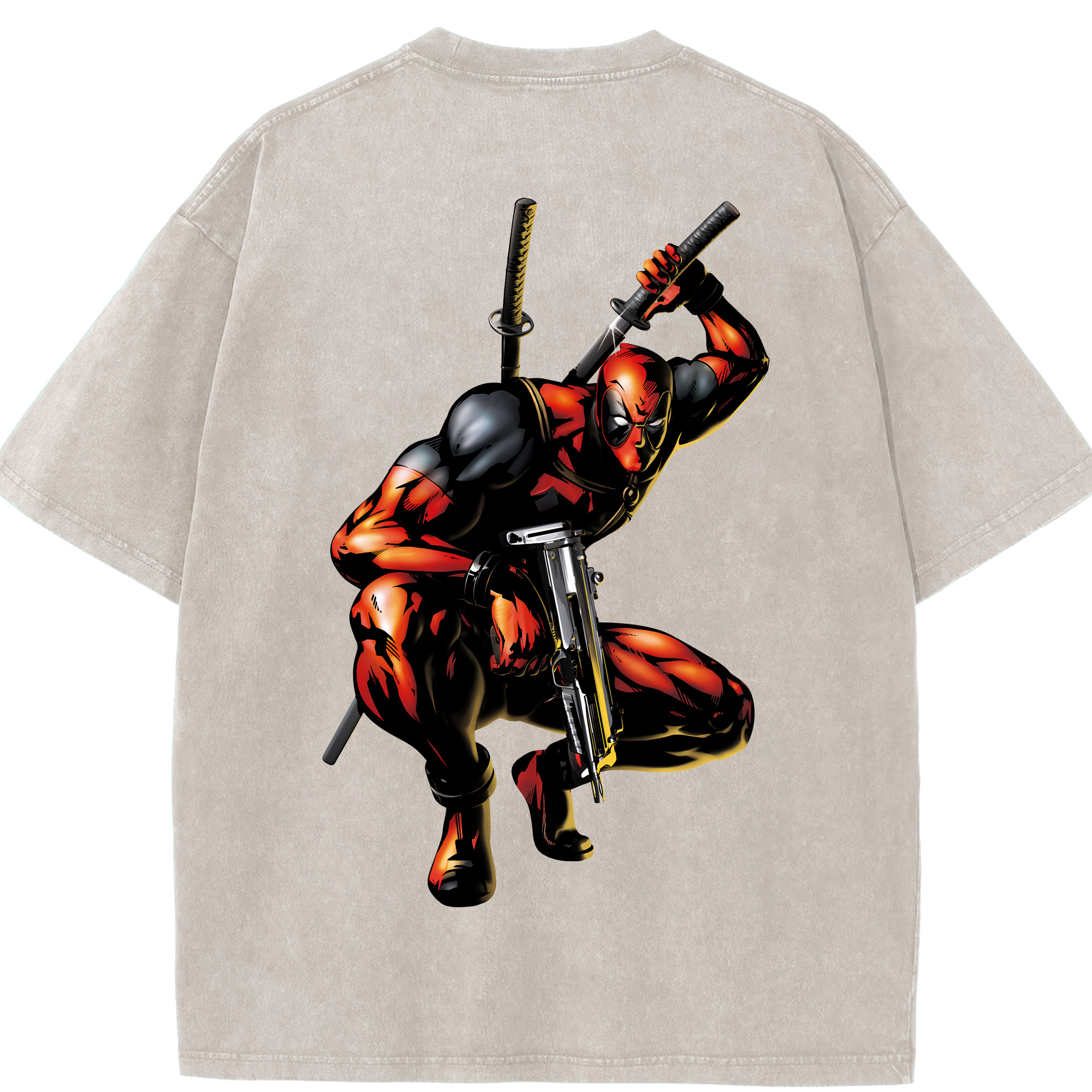 （画像用） Deadpool デッドプール 綿100% ヴィンテージ風 半袖Tシャツ（背面プリント）