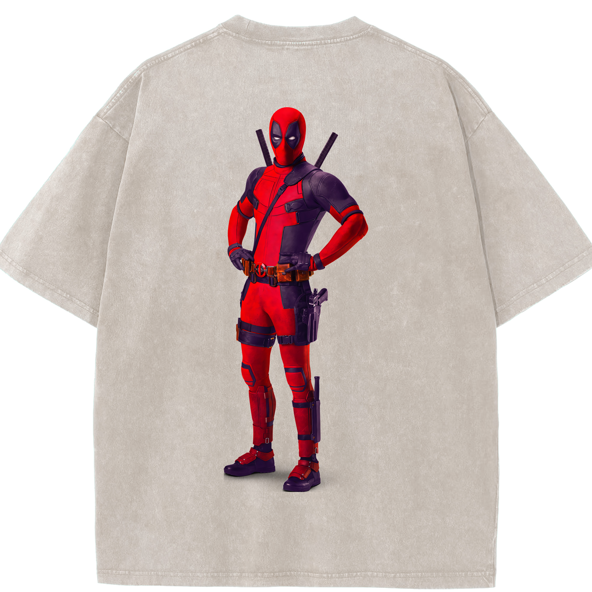 （画像用） Deadpool デッドプール 綿100% ヴィンテージ風 半袖Tシャツ（背面プリント）