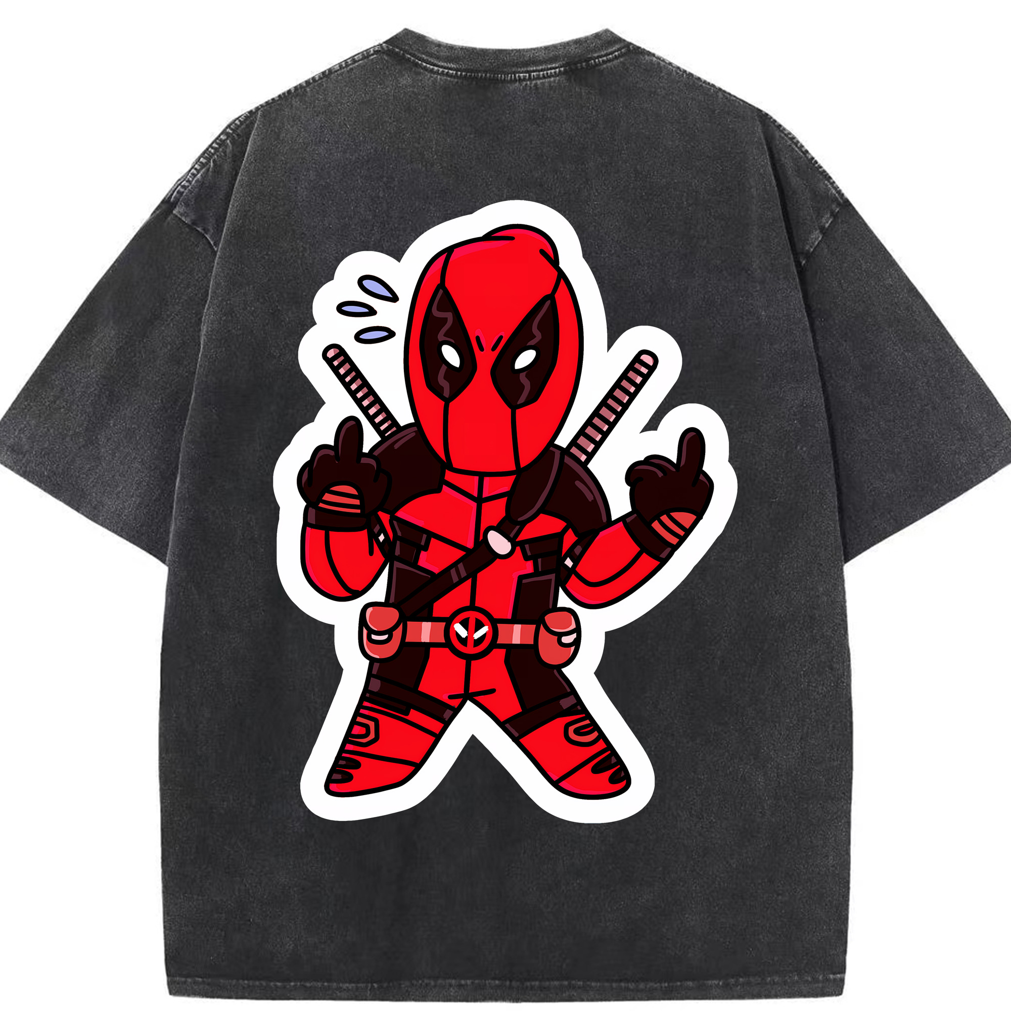 （画像用） Deadpool デッドプール 綿100% ヴィンテージ風 半袖Tシャツ（背面プリント）