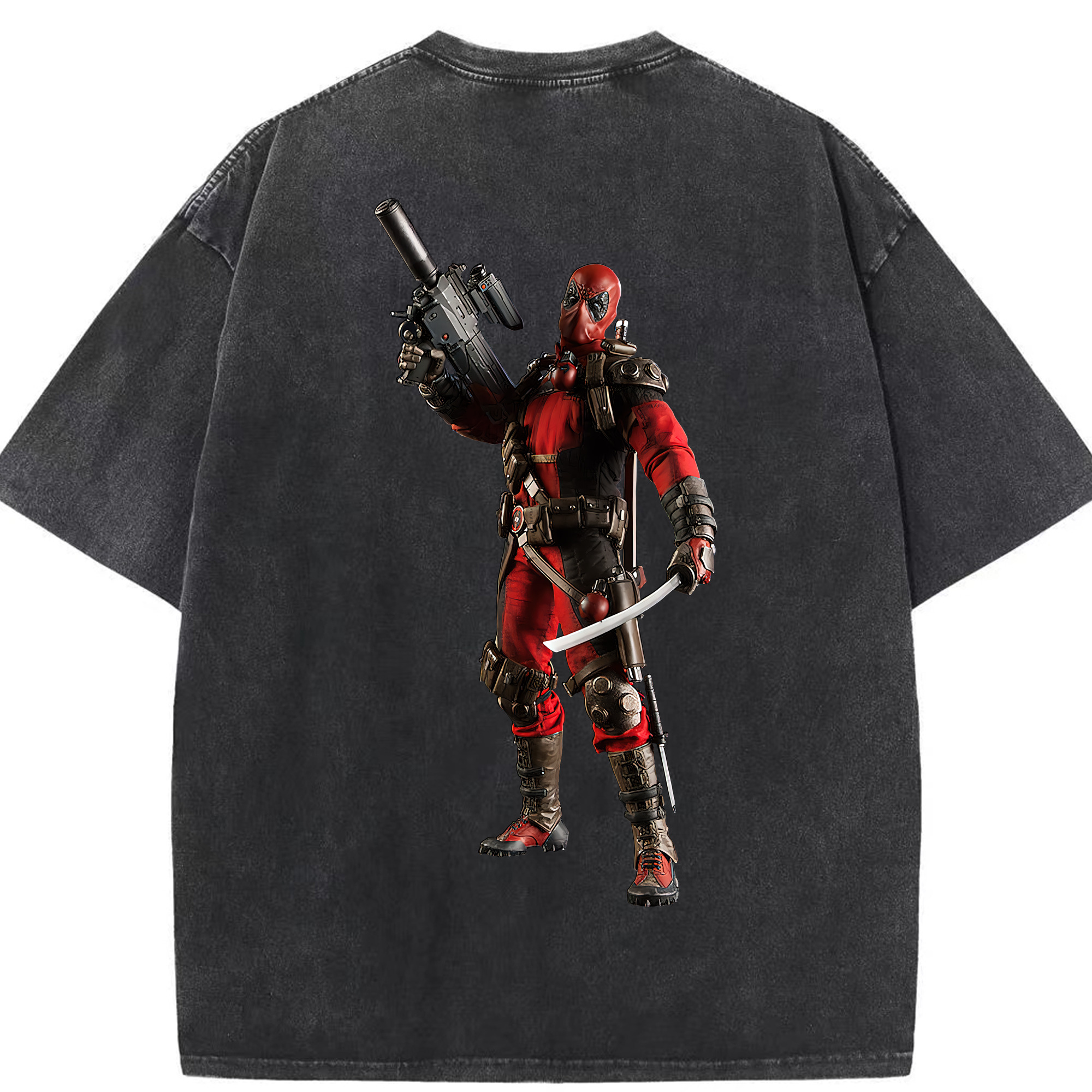 （画像用） Deadpool デッドプール 綿100% ヴィンテージ風 半袖Tシャツ（背面プリント）