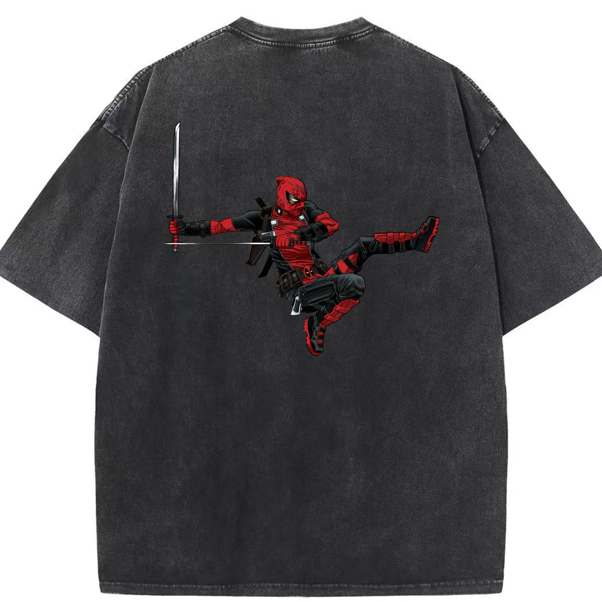 （画像用） Deadpool デッドプール 綿100% ヴィンテージ風 半袖Tシャツ（背面プリント）