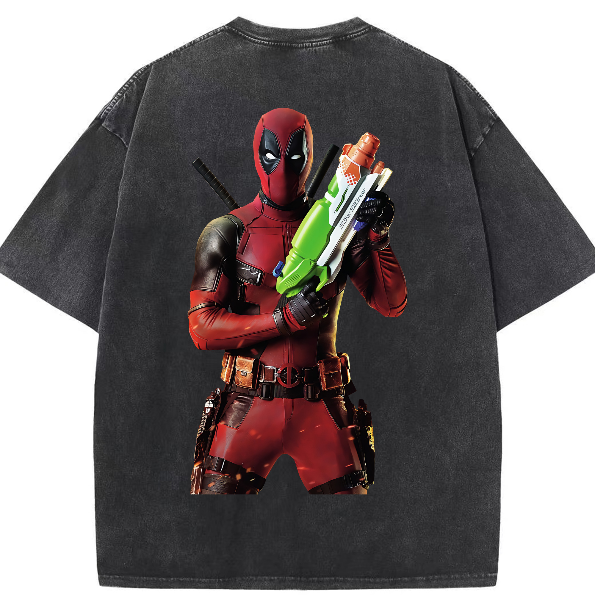 （画像用） Deadpool デッドプール 綿100% ヴィンテージ風 半袖Tシャツ（背面プリント）