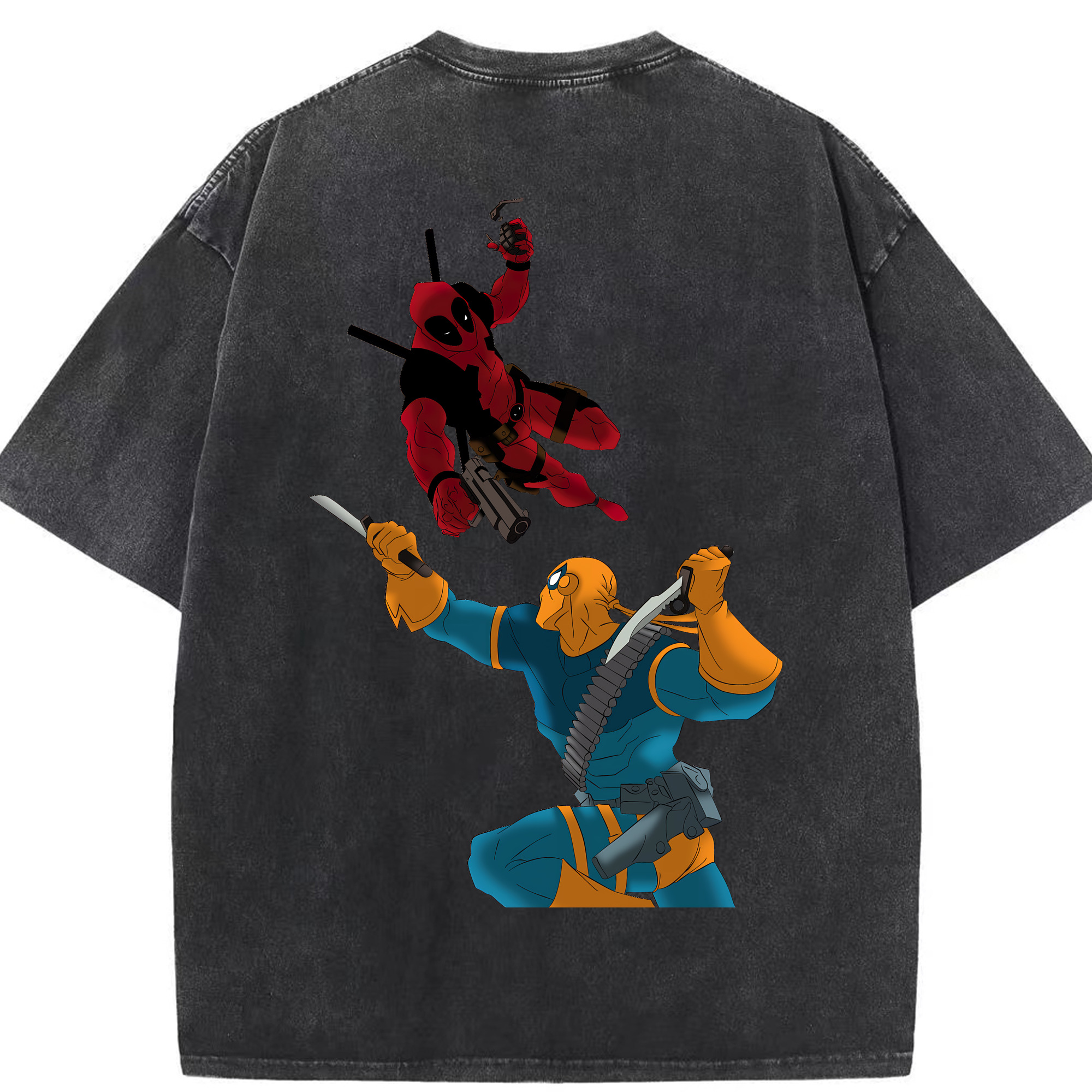 （画像用） Deadpool デッドプール 綿100% ヴィンテージ風 半袖Tシャツ（背面プリント）
