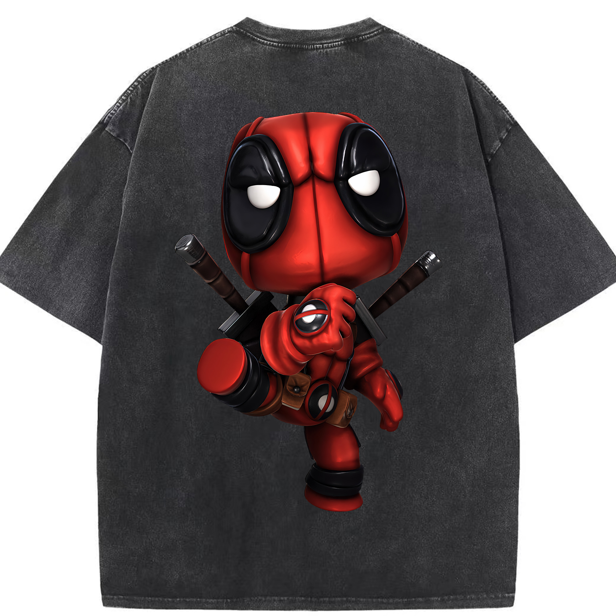 （画像用） Deadpool デッドプール 綿100% ヴィンテージ風 半袖Tシャツ（背面プリント）