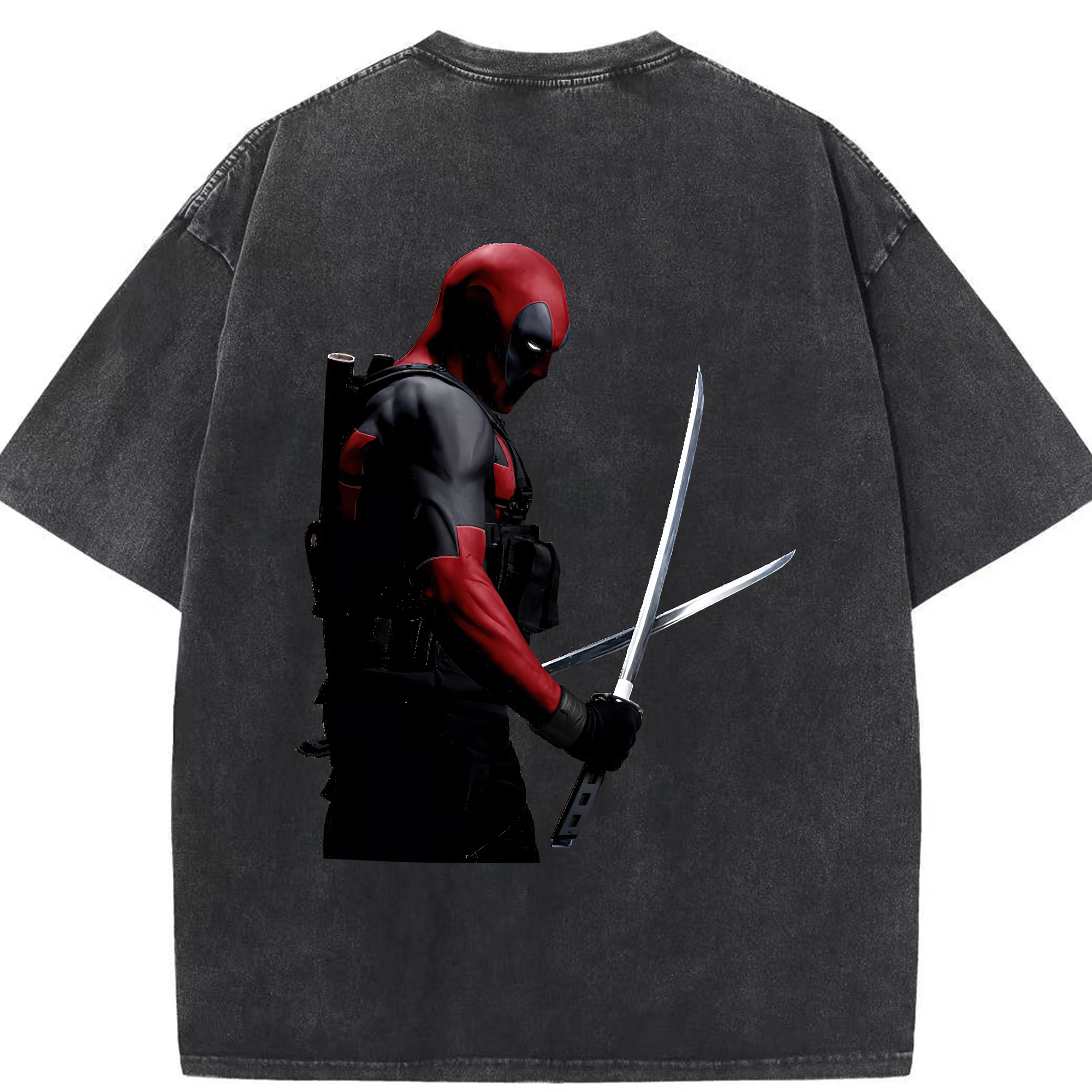 （画像用） Deadpool デッドプール 綿100% ヴィンテージ風 半袖Tシャツ（背面プリント）