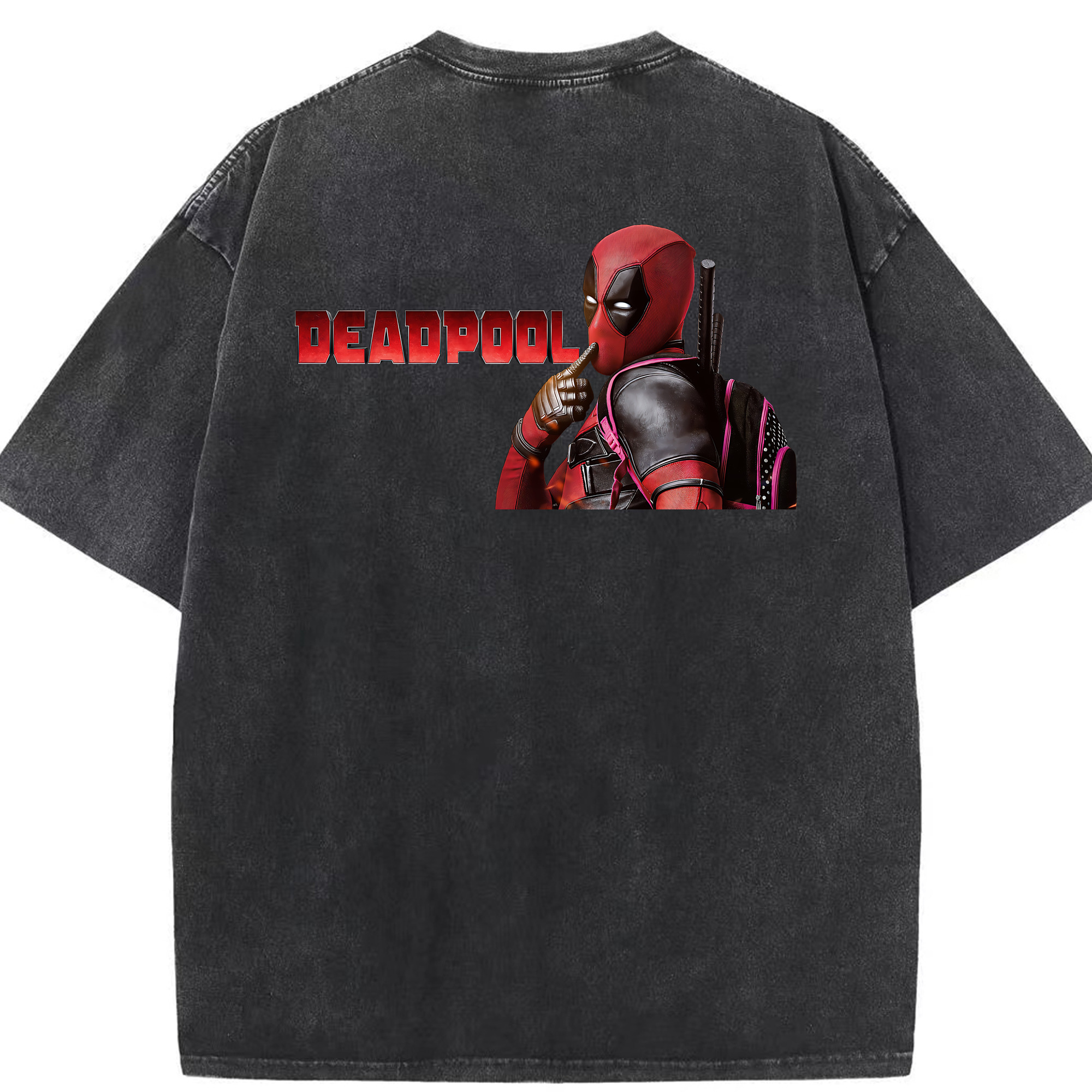 （画像用） Deadpool デッドプール 綿100% ヴィンテージ風 半袖Tシャツ（背面プリント）