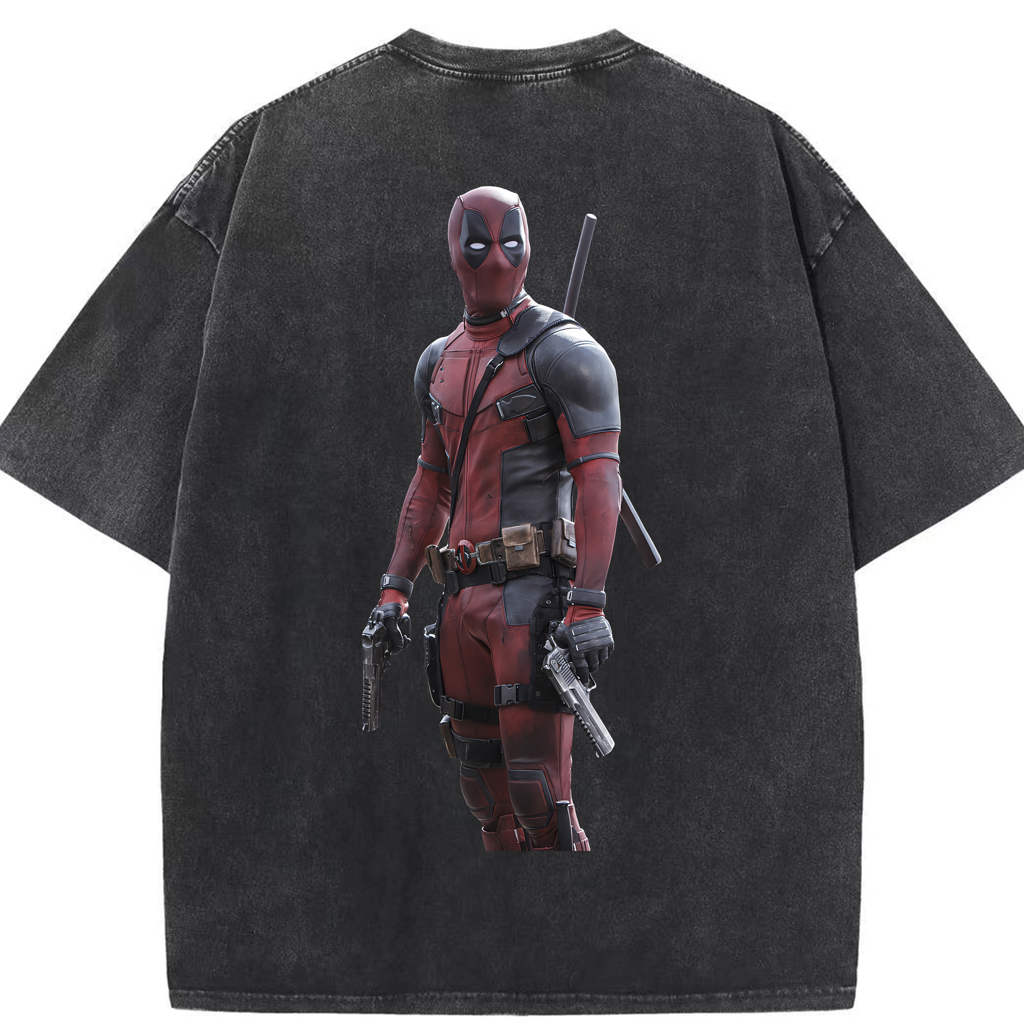 （画像用） Deadpool デッドプール 綿100% ヴィンテージ風 半袖Tシャツ（背面プリント）