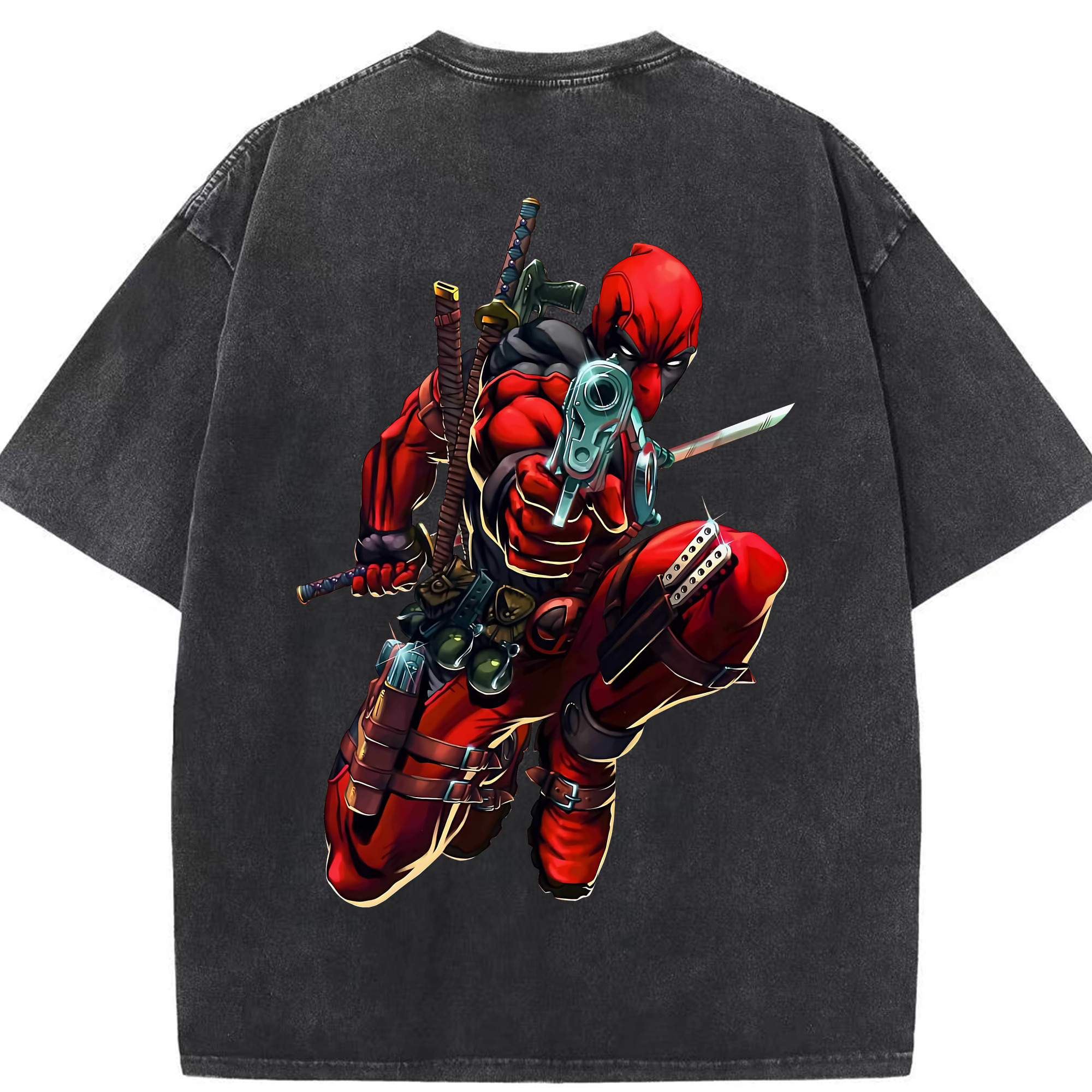 （画像用） Deadpool デッドプール 綿100% ヴィンテージ風 半袖Tシャツ（背面プリント）