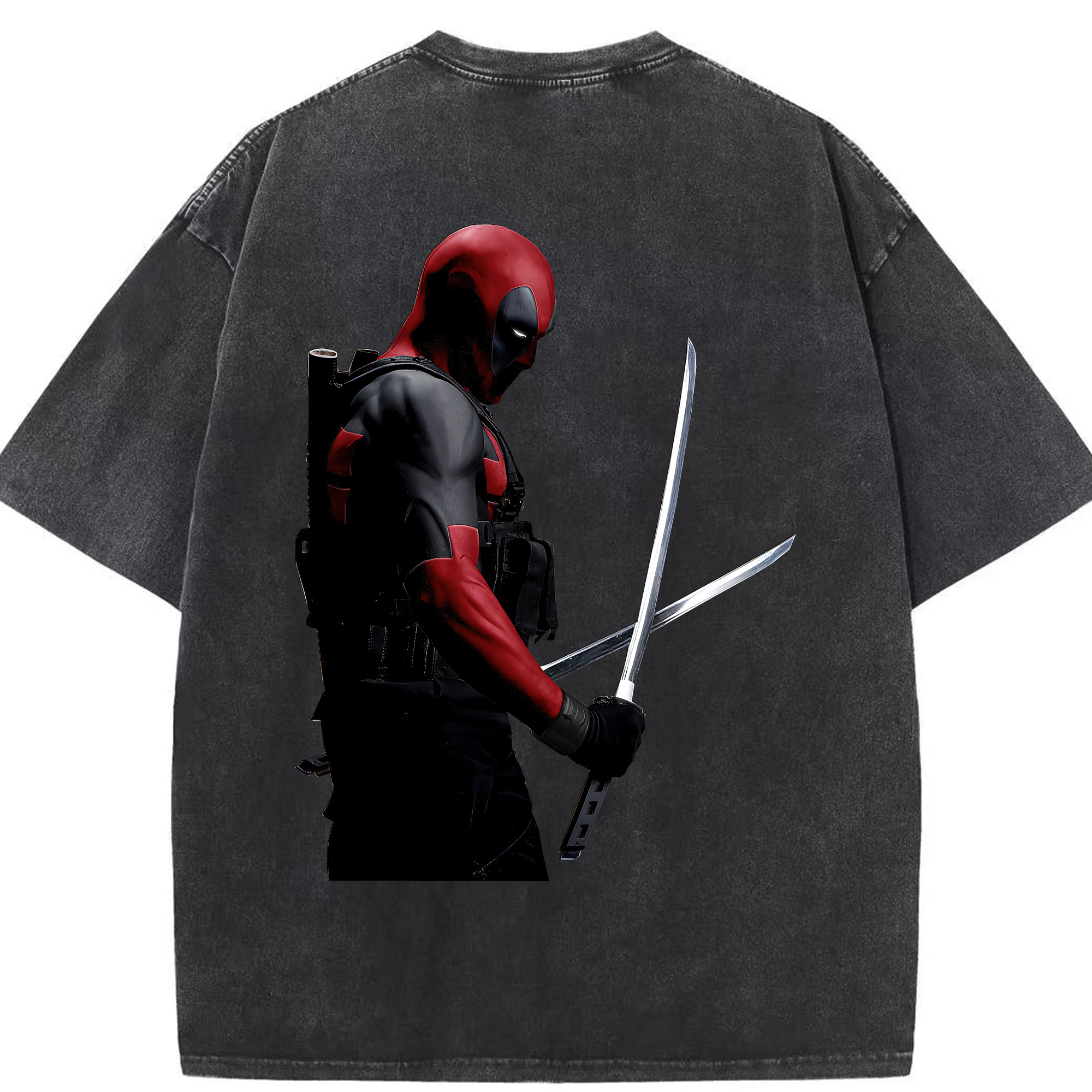 （画像用） Deadpool デッドプール 綿100% ヴィンテージ風 半袖Tシャツ（背面プリント）