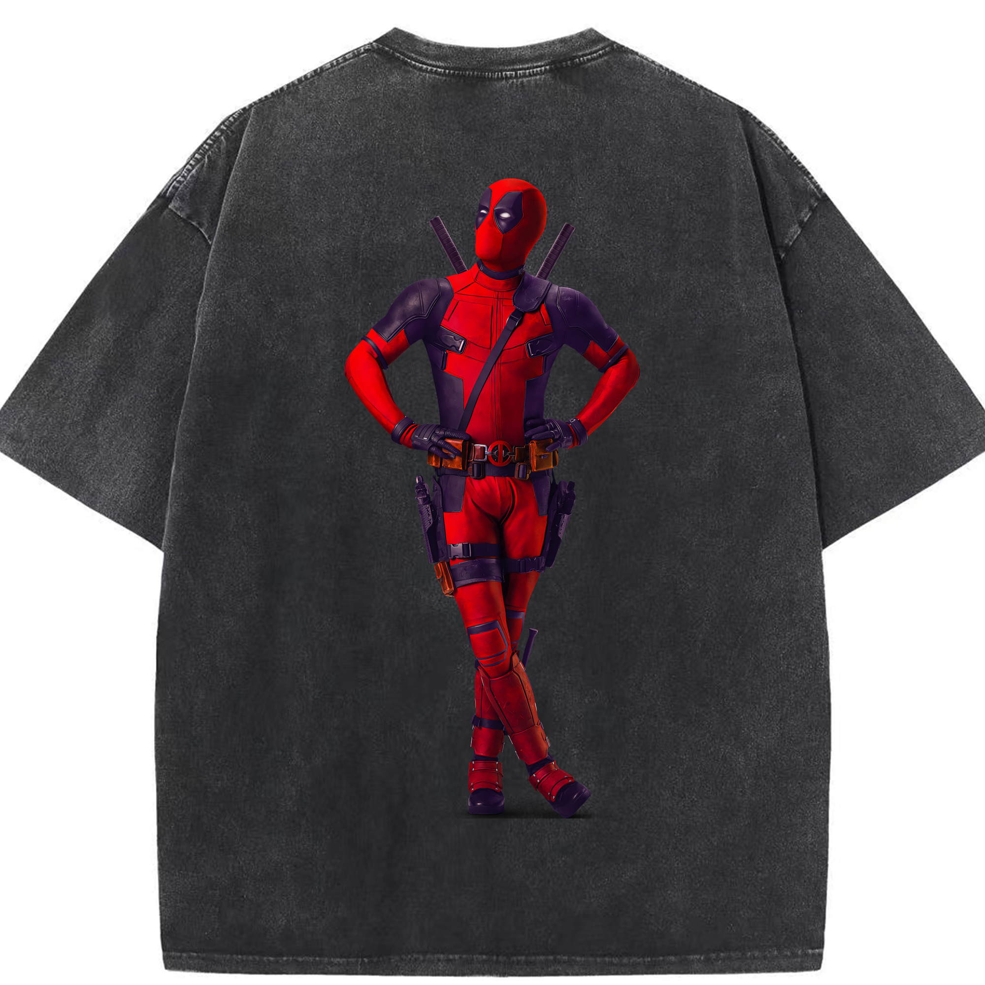 （画像用） Deadpool デッドプール 綿100% ヴィンテージ風 半袖Tシャツ（背面プリント）