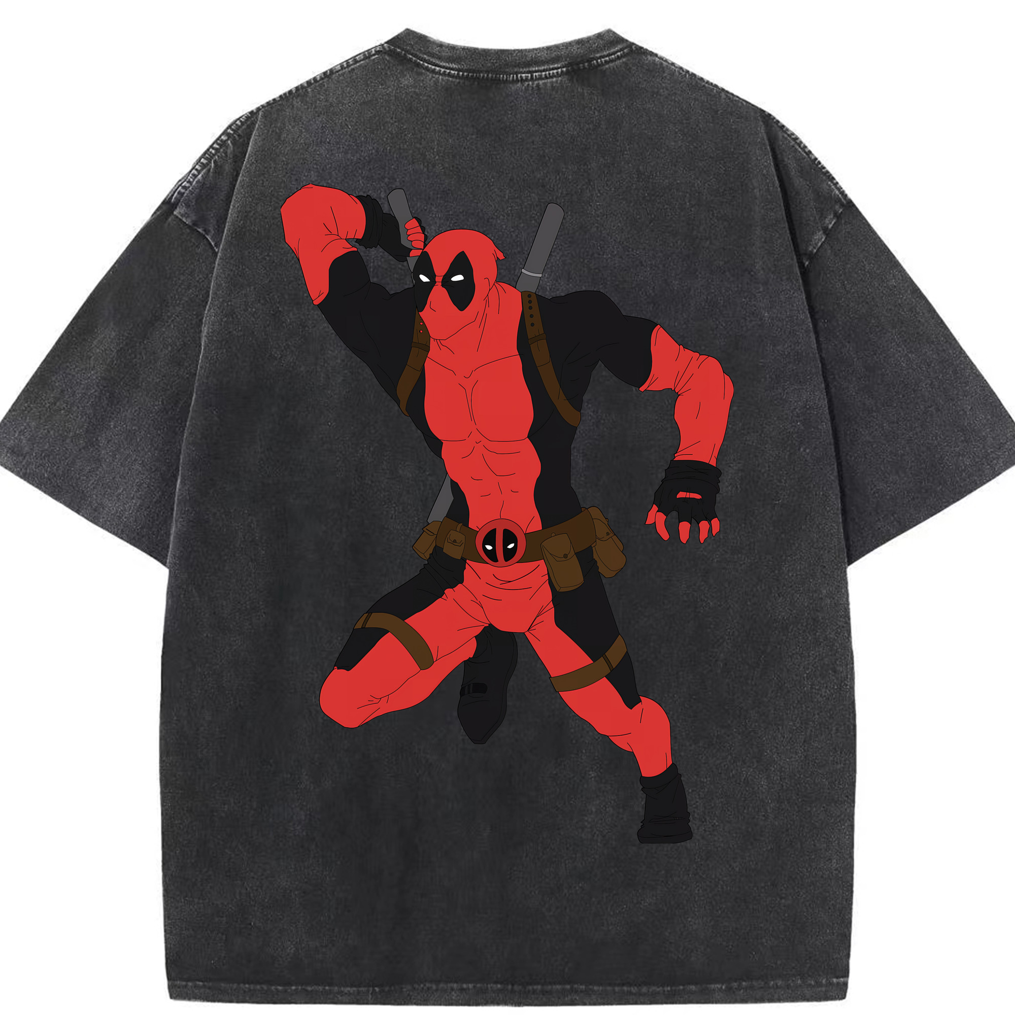 （画像用） Deadpool デッドプール 綿100% ヴィンテージ風 半袖Tシャツ（背面プリント）