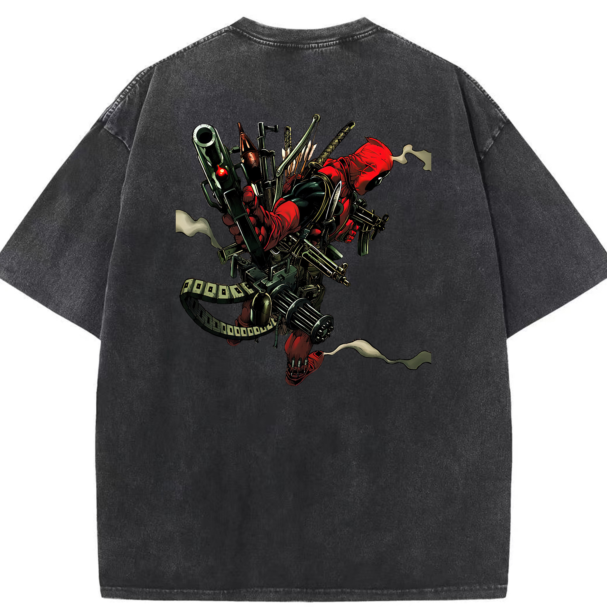 （画像用） Deadpool デッドプール 綿100% ヴィンテージ風 半袖Tシャツ（背面プリント）