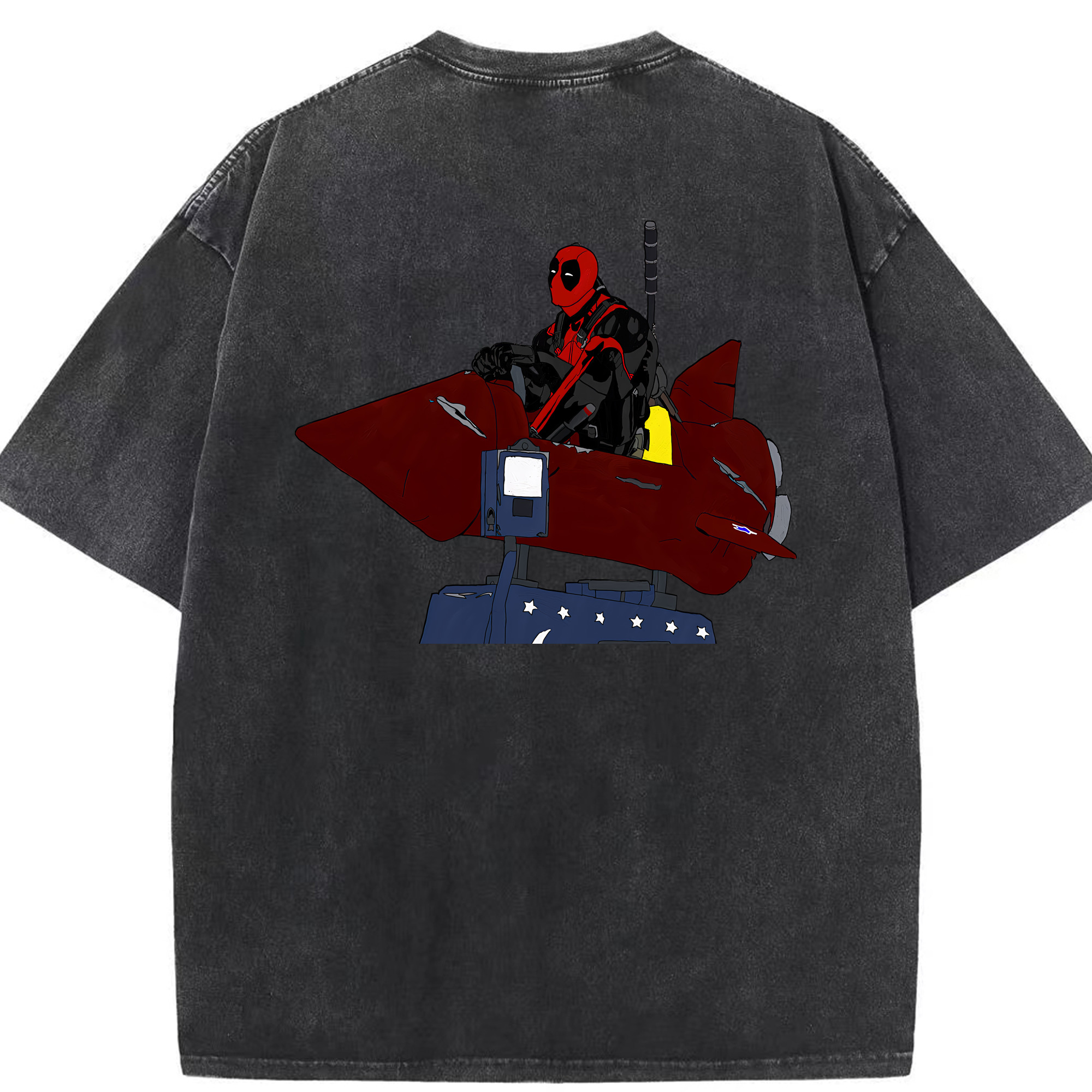 （画像用） Deadpool デッドプール 綿100% ヴィンテージ風 半袖Tシャツ（背面プリント）