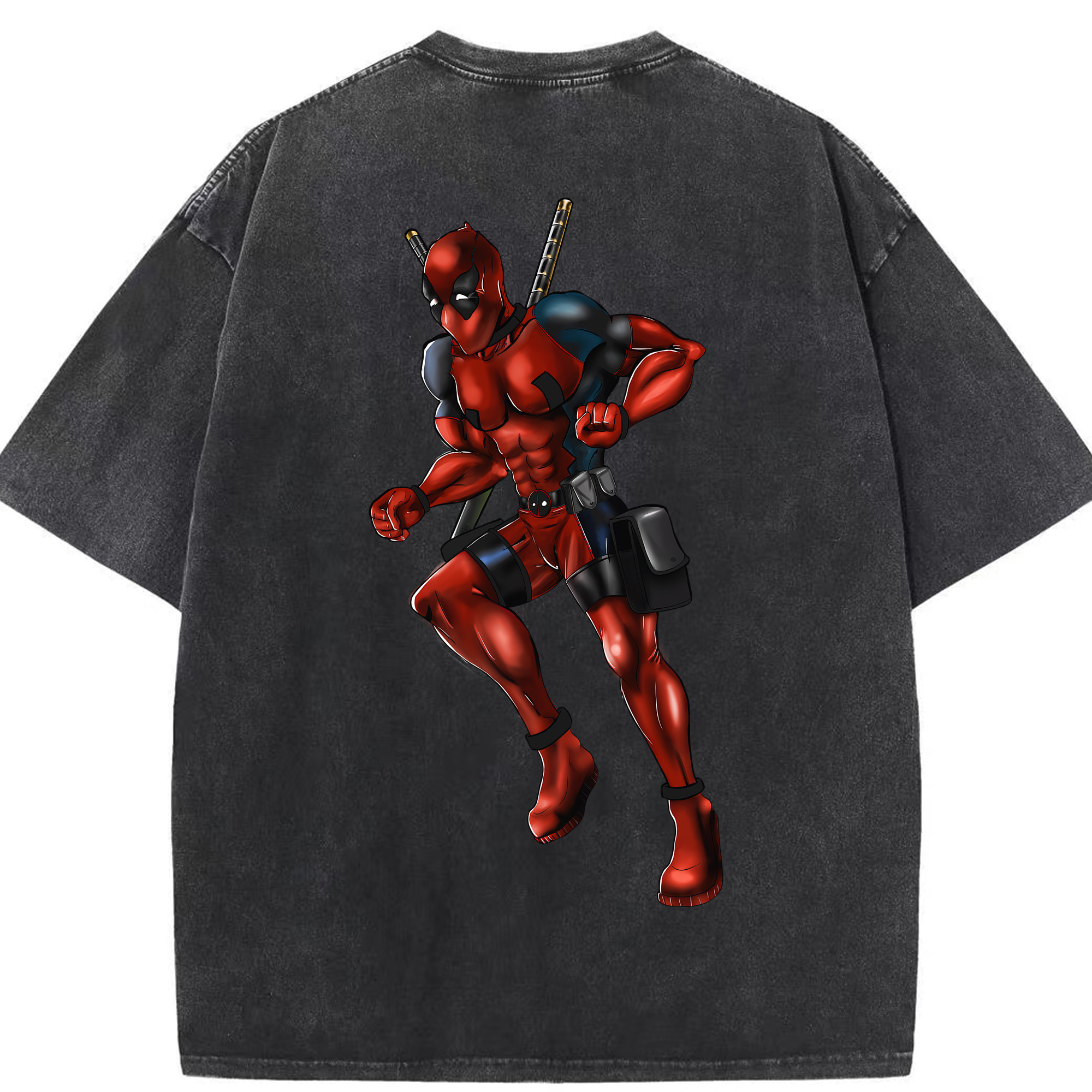 （画像用） Deadpool デッドプール 綿100% ヴィンテージ風 半袖Tシャツ（背面プリント）