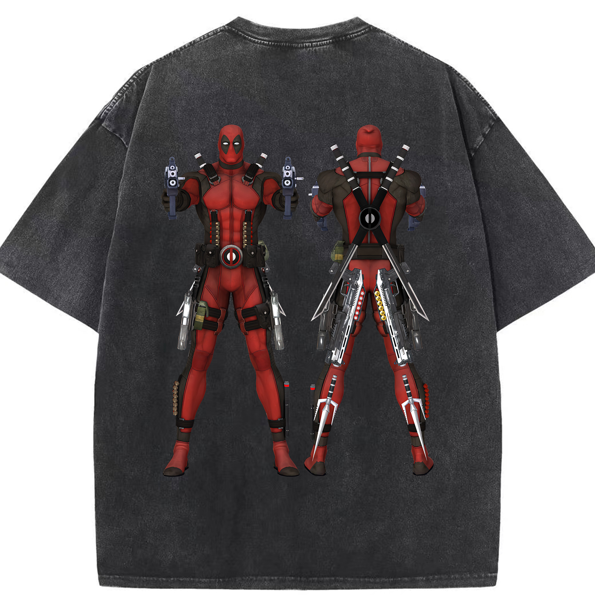 （画像用） Deadpool デッドプール 綿100% ヴィンテージ風 半袖Tシャツ（背面プリント）