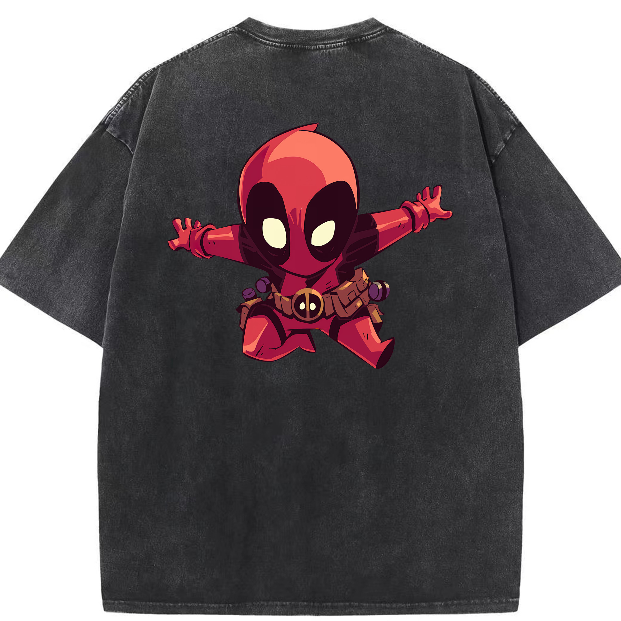 （画像用） Deadpool デッドプール 綿100% ヴィンテージ風 半袖Tシャツ（背面プリント）