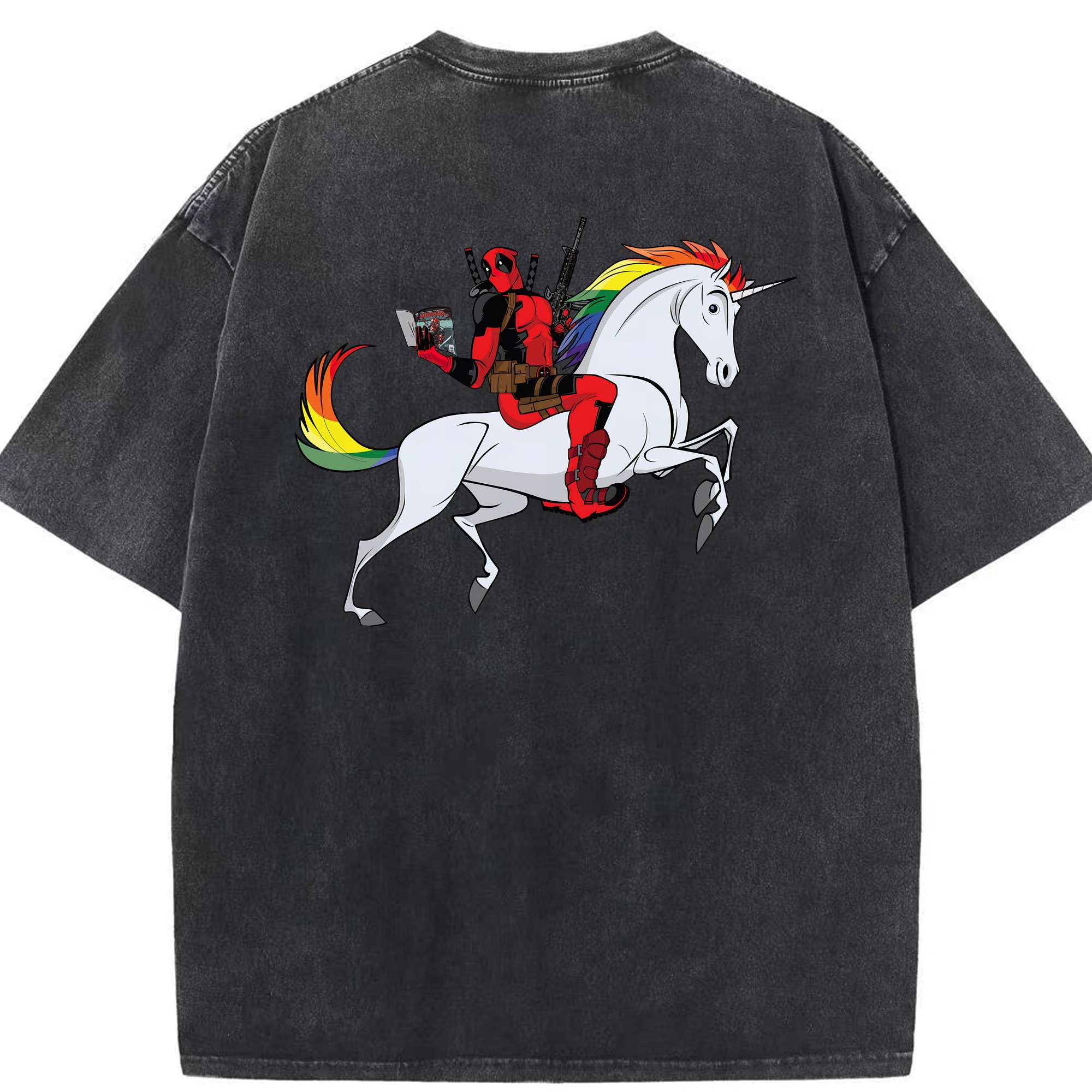 （画像用） Deadpool デッドプール 綿100% ヴィンテージ風 半袖Tシャツ（背面プリント）