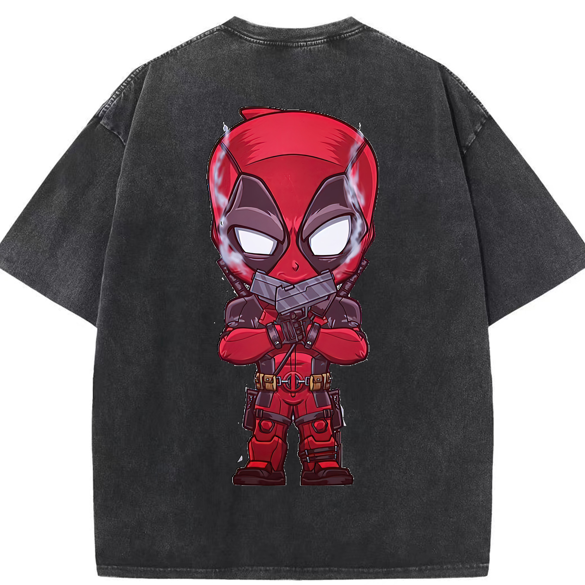 （画像用） Deadpool デッドプール 綿100% ヴィンテージ風 半袖Tシャツ（背面プリント）