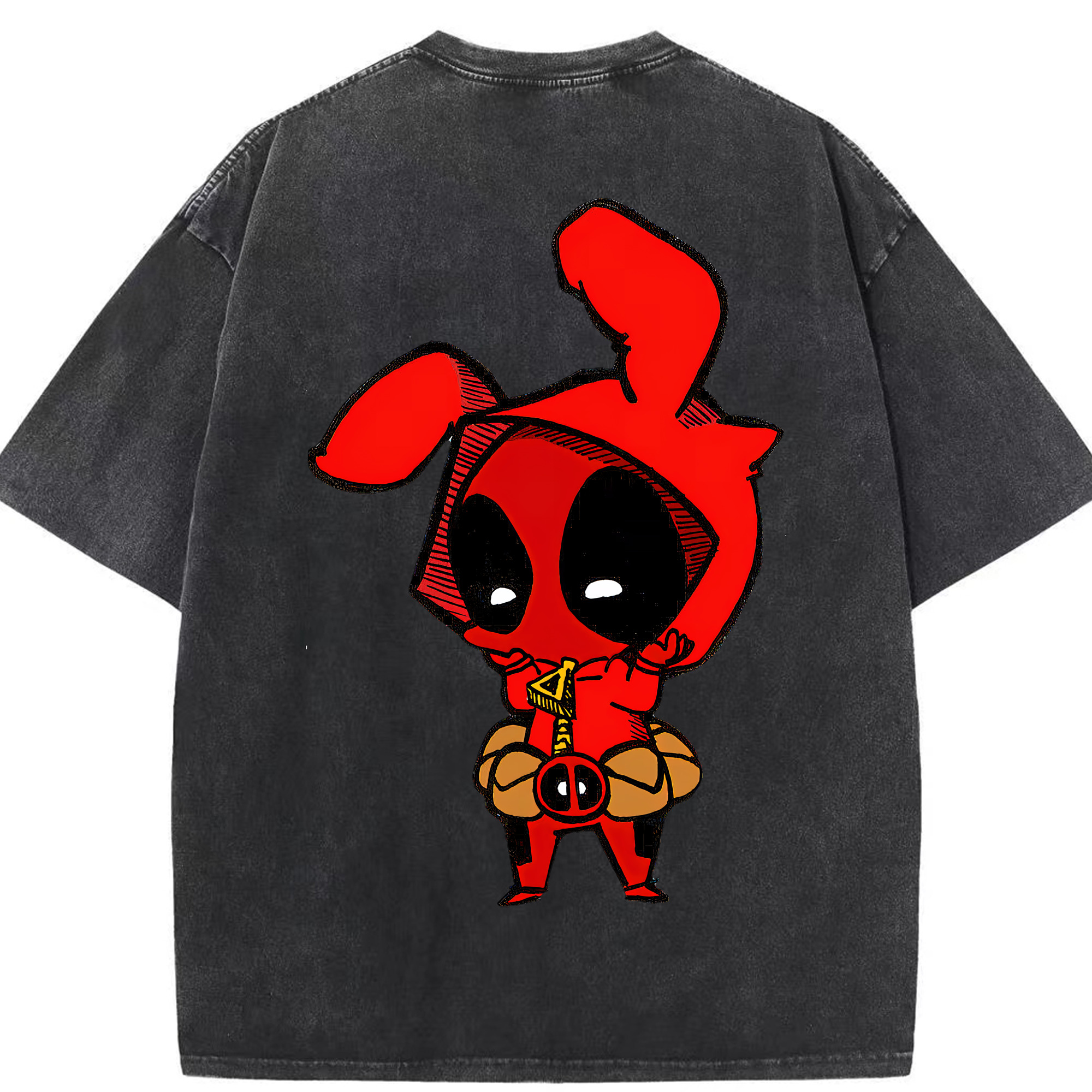 （画像用） Deadpool デッドプール 綿100% ヴィンテージ風 半袖Tシャツ（背面プリント）