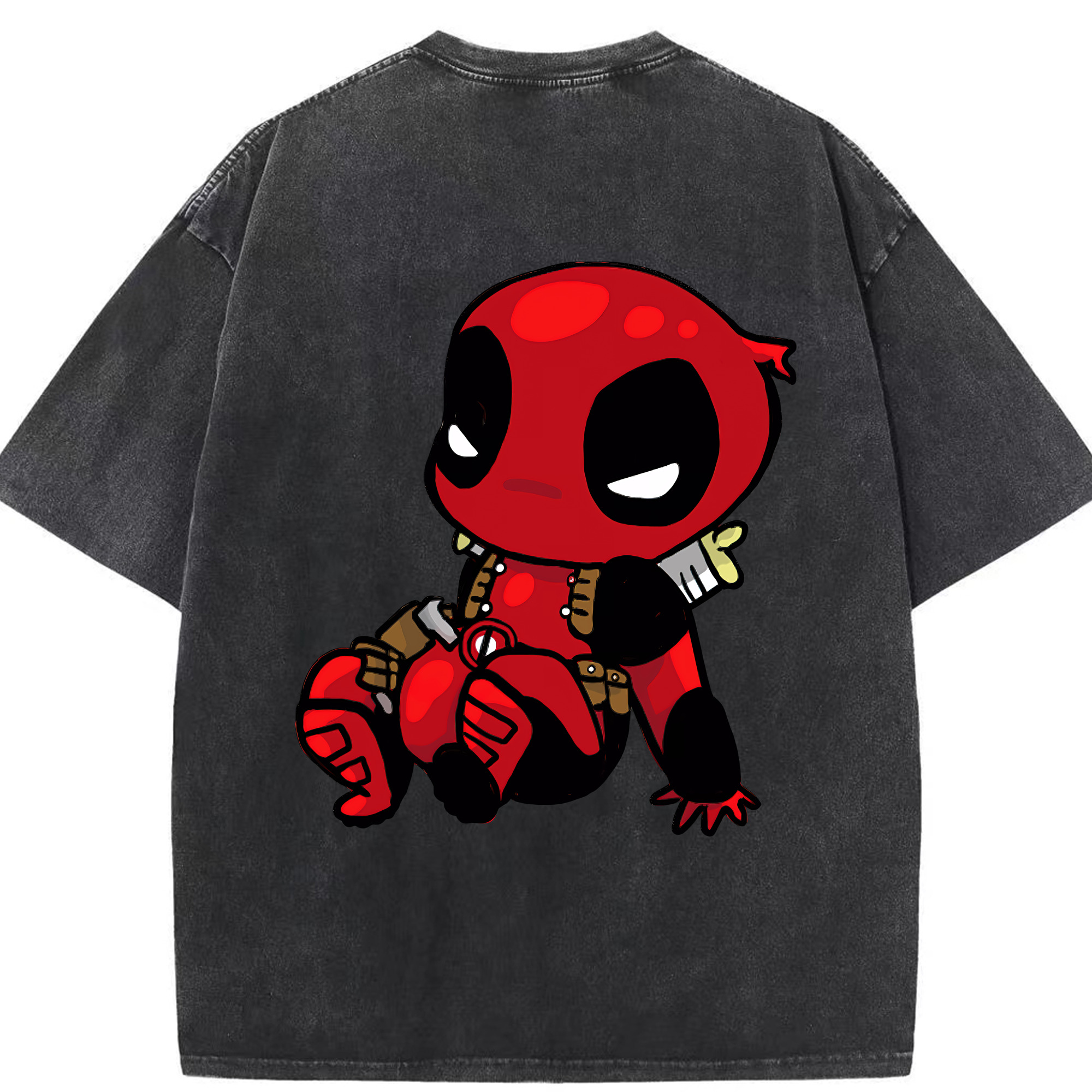 （画像用） Deadpool デッドプール 綿100% ヴィンテージ風 半袖Tシャツ（背面プリント）