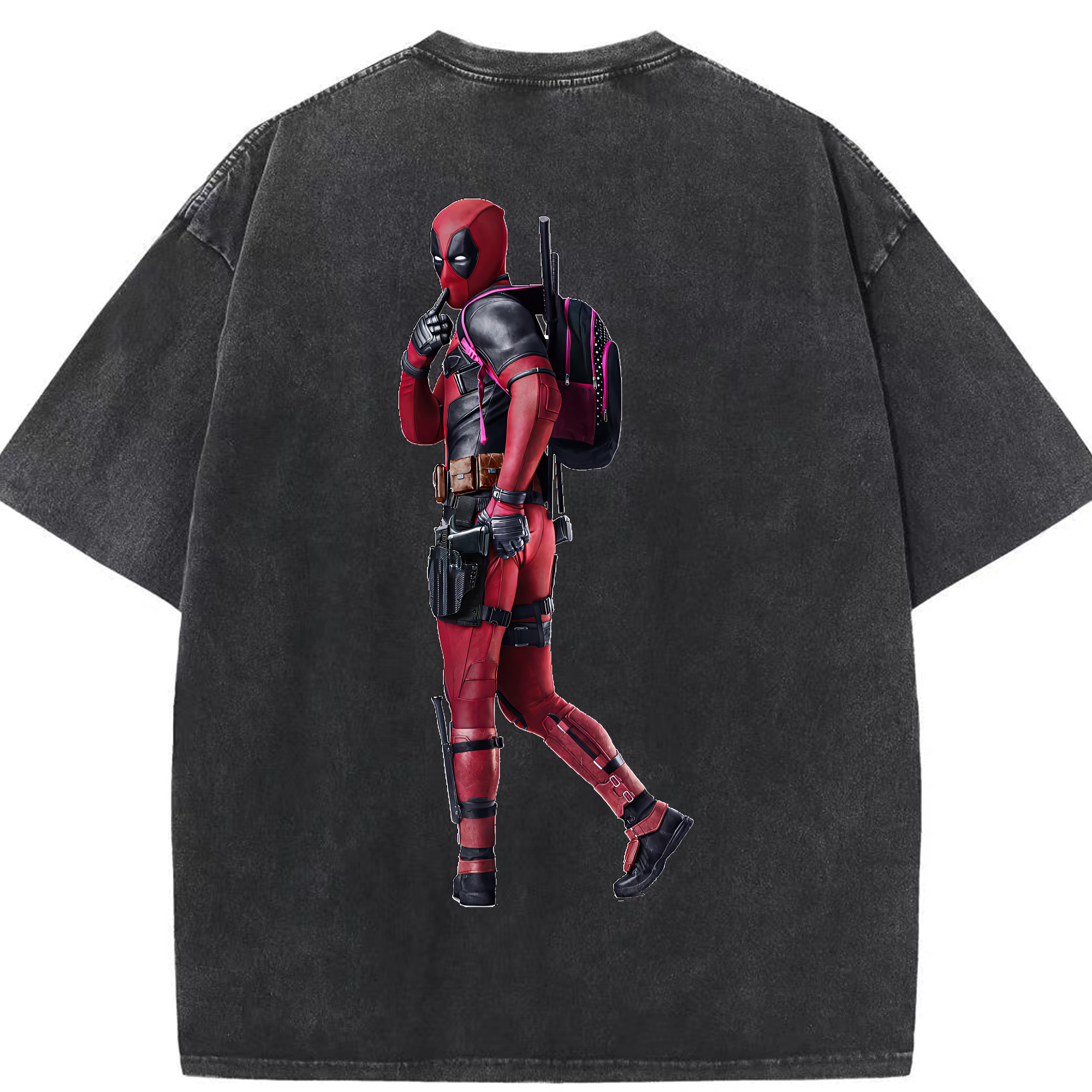 （画像用） Deadpool デッドプール 綿100% ヴィンテージ風 半袖Tシャツ（背面プリント）