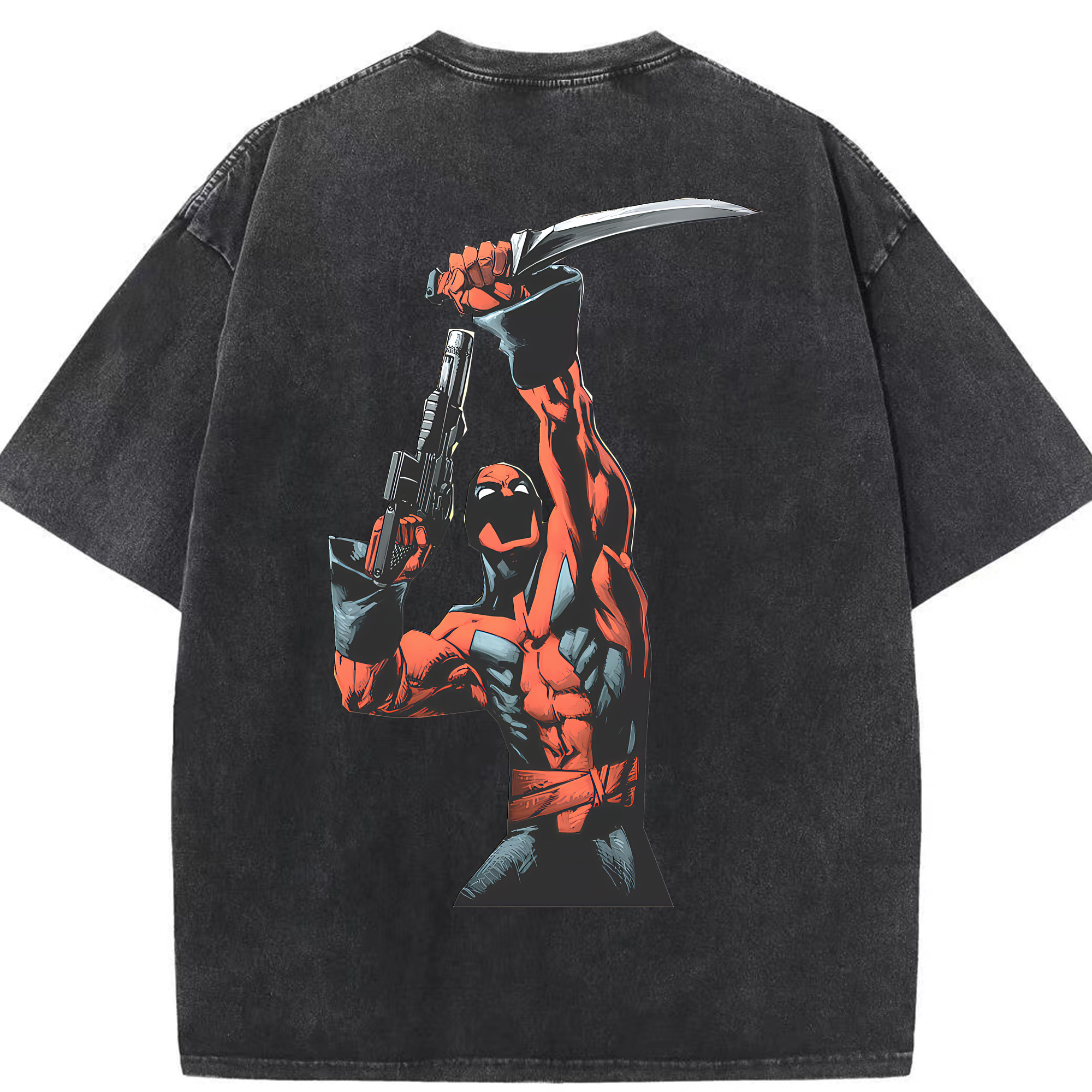 （画像用） Deadpool デッドプール 綿100% ヴィンテージ風 半袖Tシャツ（背面プリント）