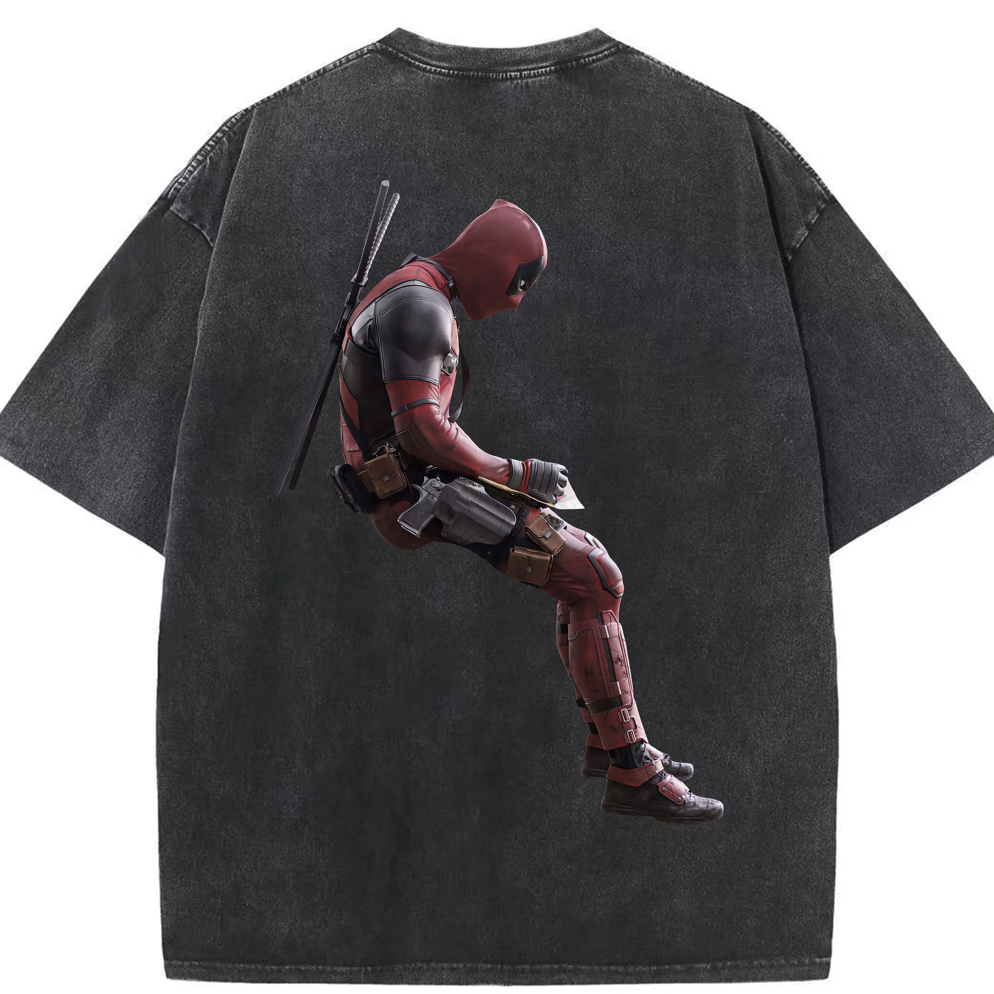 （画像用） Deadpool デッドプール 綿100% ヴィンテージ風 半袖Tシャツ（背面プリント）